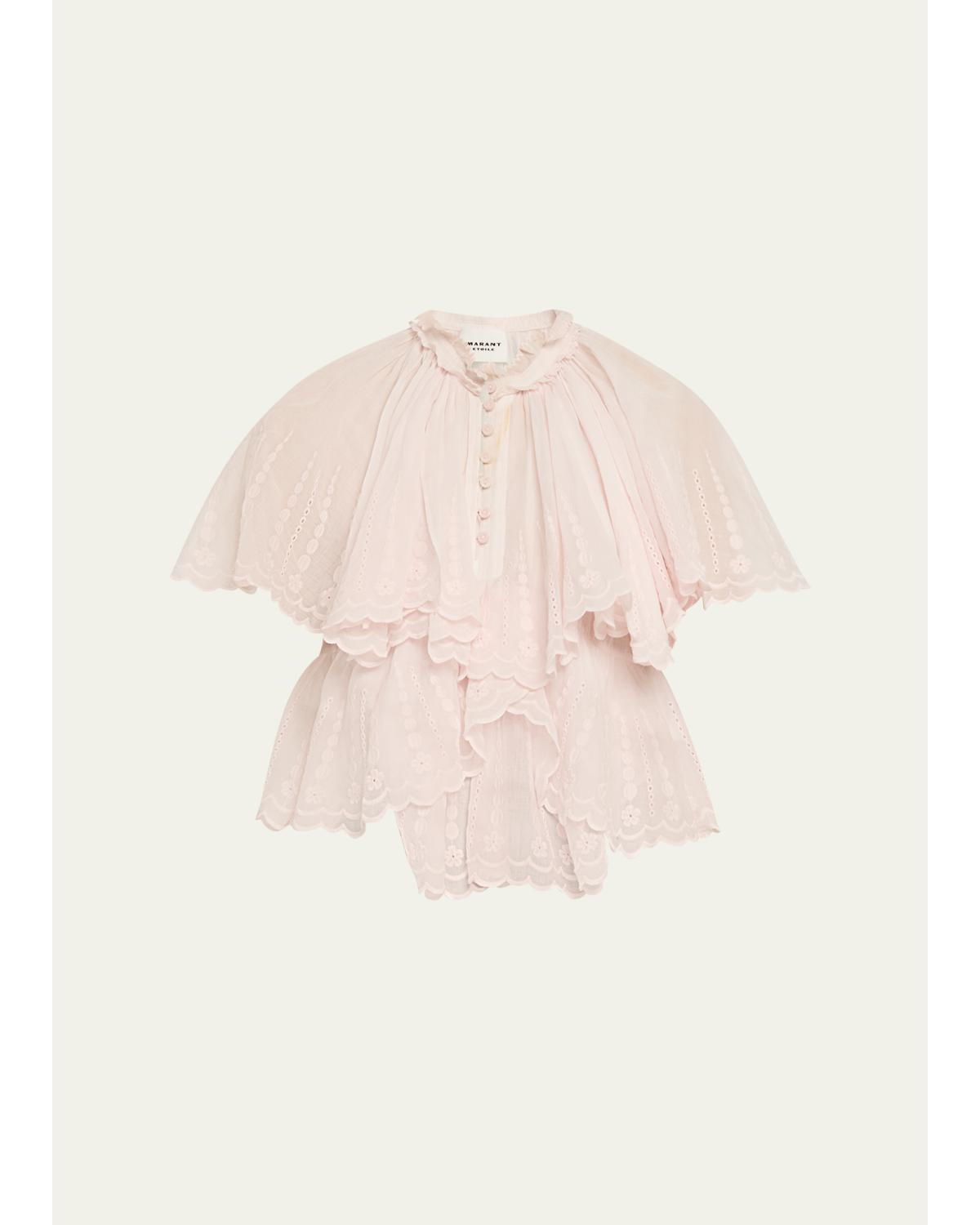 Lorna Scalloped-Trim Cotton Voile Blouse