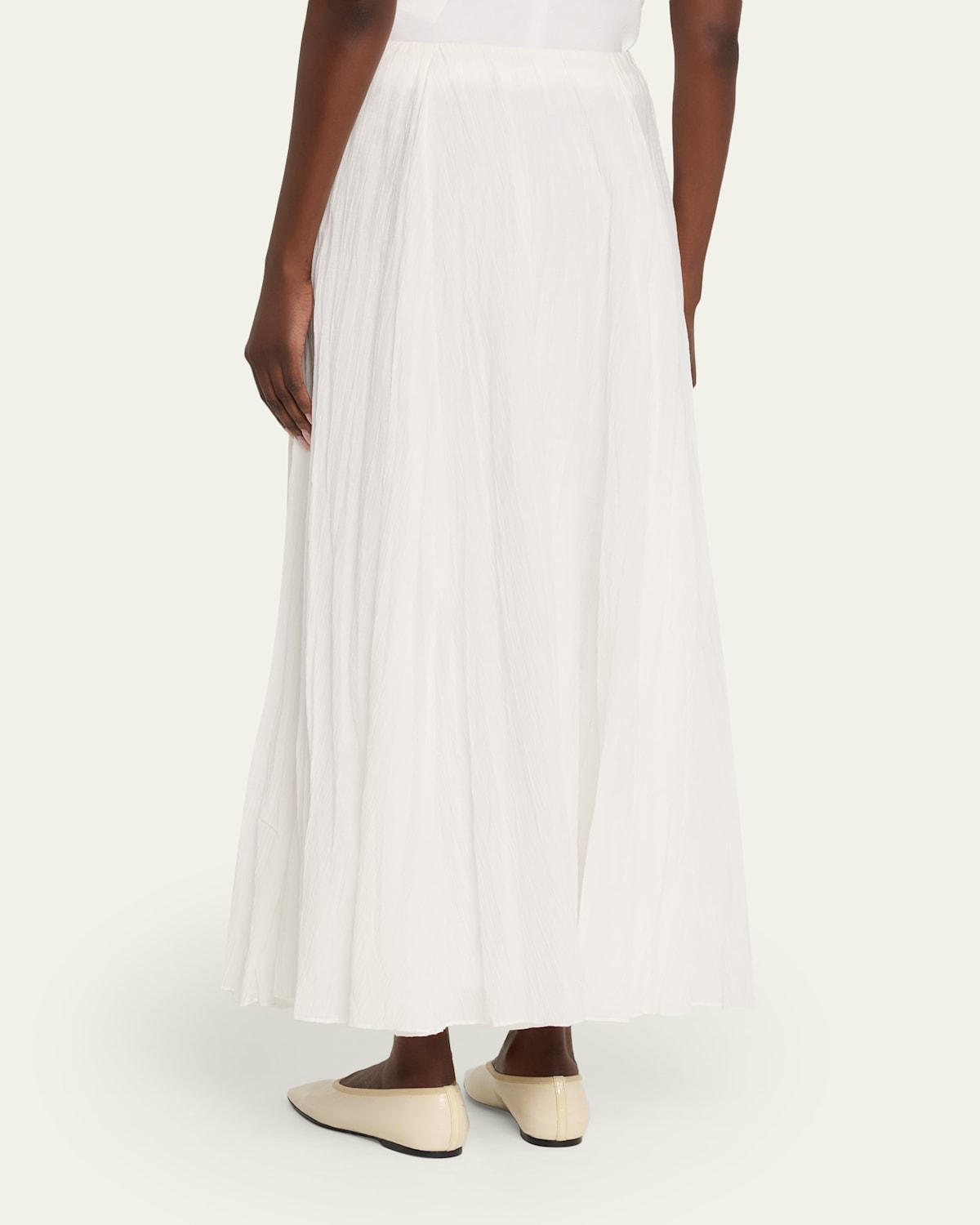 Crinkled Plissé Cotton-Blend Maxi Skirt
