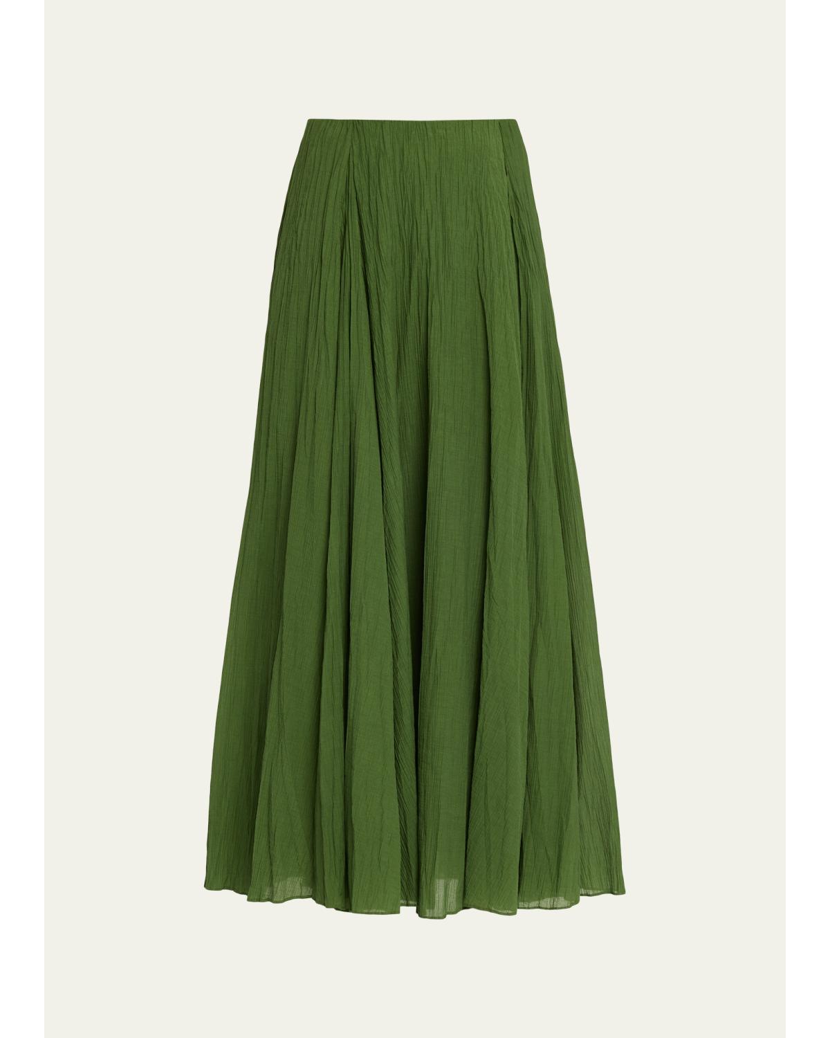 Crinkled Plissé Cotton-Blend Maxi