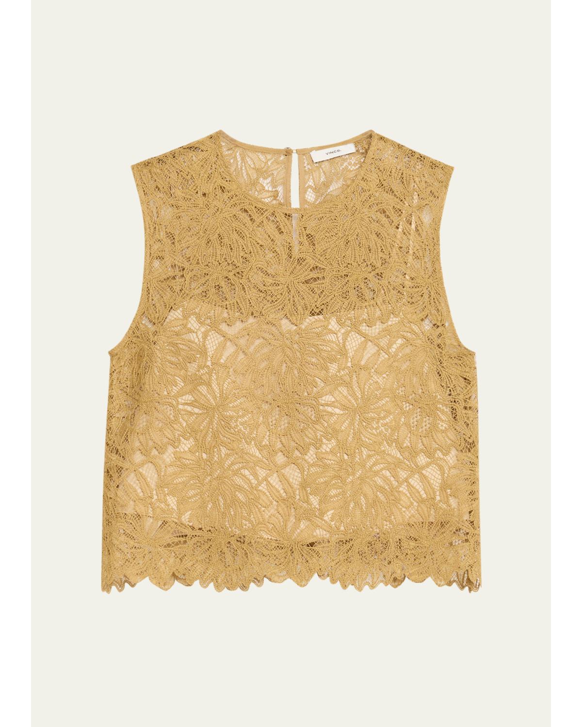 Sleeveless Floral Lace Top