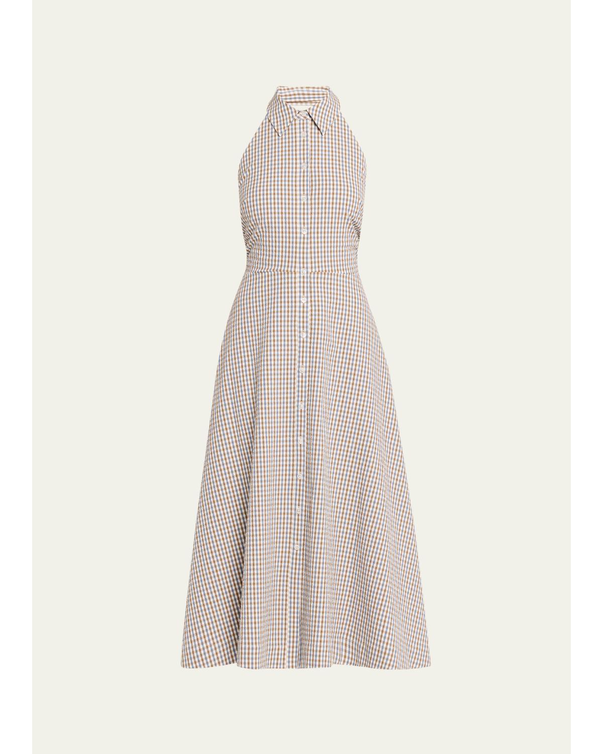 Mackey Gingham Halter Midi Dress