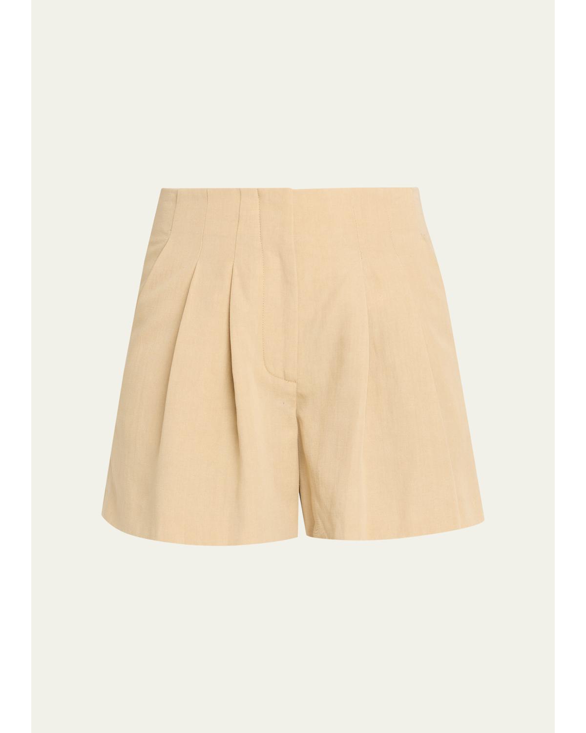 Gables Pleated Linen-Blend Shorts