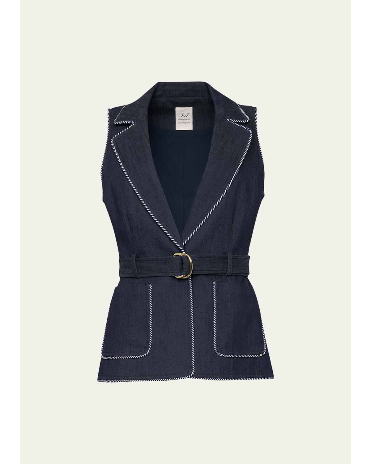Tailored Twist-Trim Denim Vest