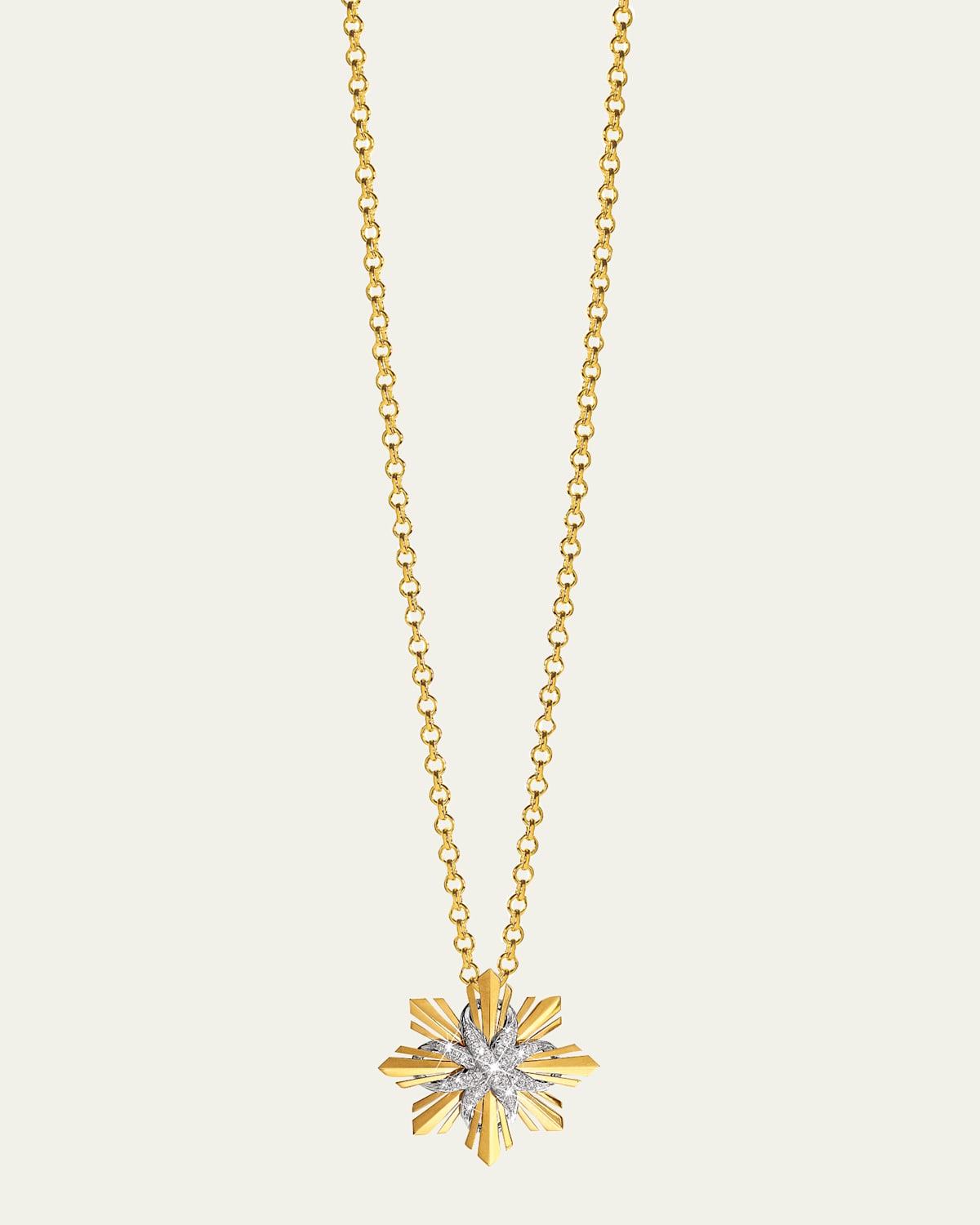 Verdura Platinum and 18K Yellow Gold Diamond Etoile Mini Pendant Necklace