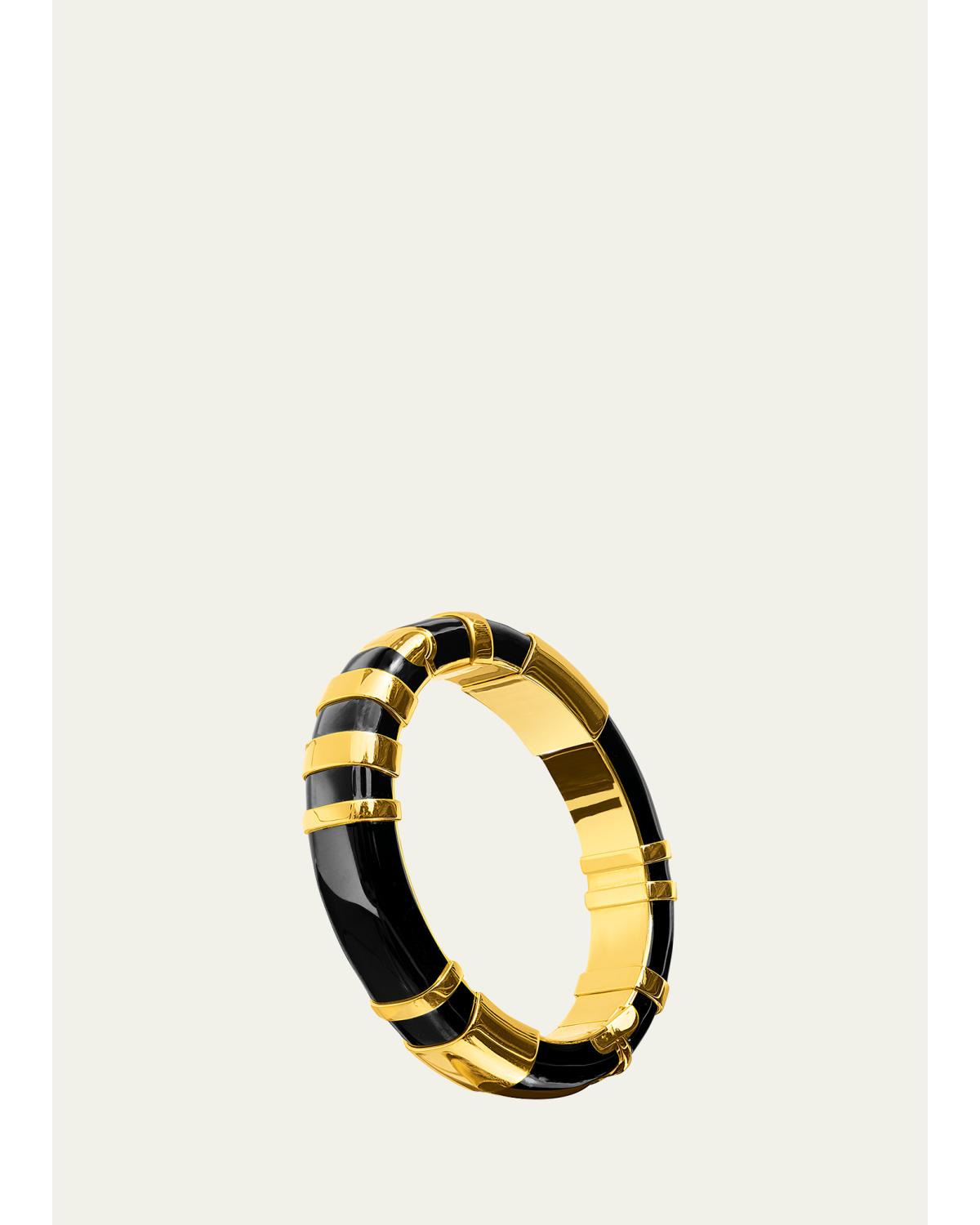 18K Yellow Gold Black Palermo Bangle