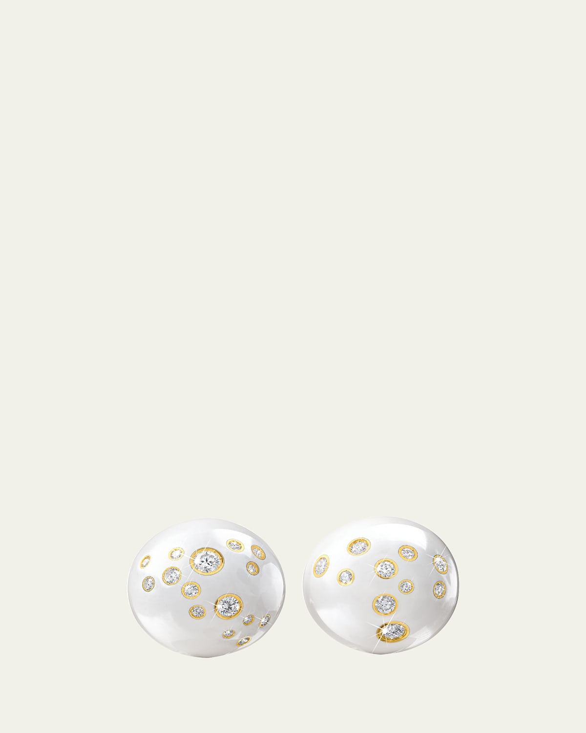 Verdura 18K Yellow Gold Constellation Dome Earrings, White