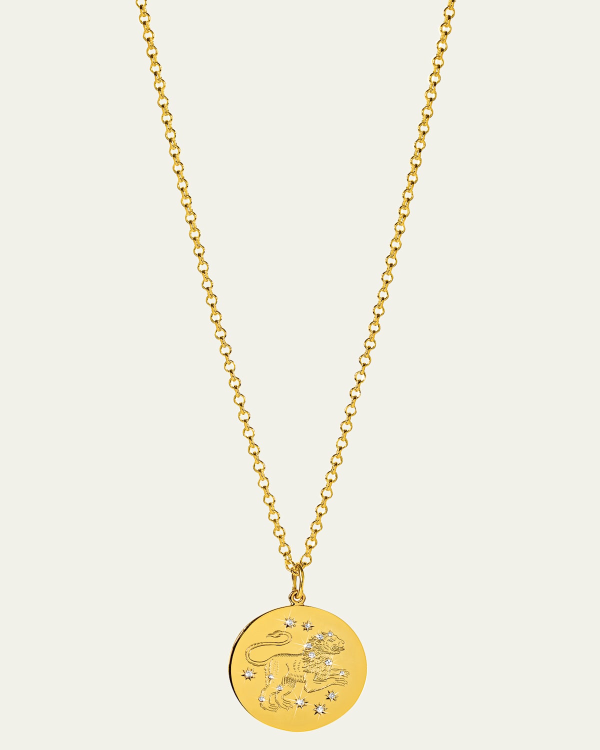 Verdura 18K Yellow Gold Leo Zodiac Pendant Necklace with Diamonds