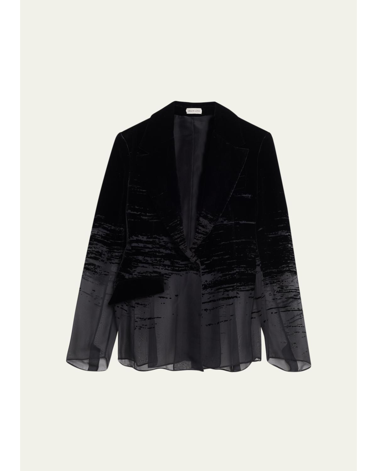 Glitch Devore Velvet Chiffon Tailored Jacket