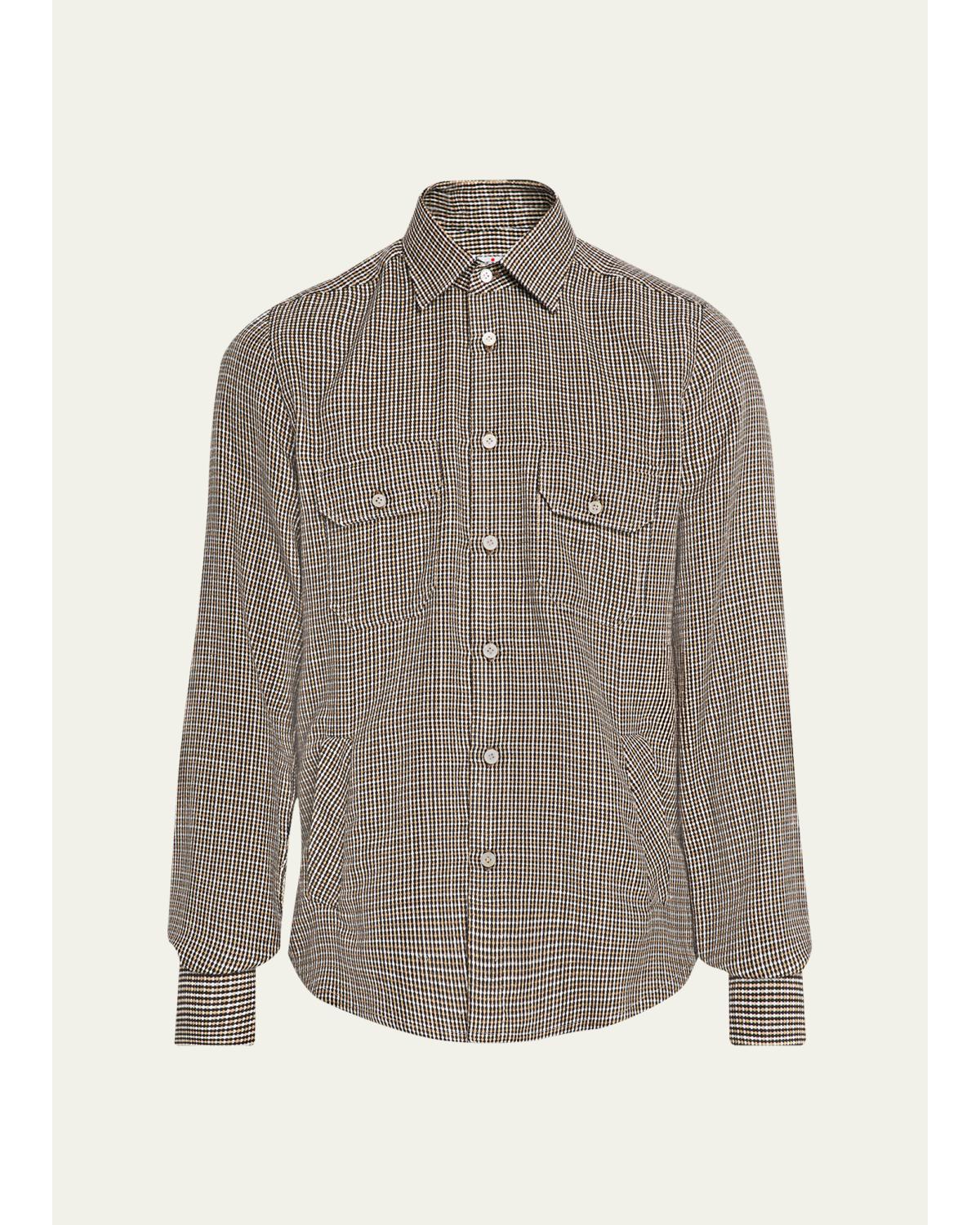 Men'S Cashmere And Wool Check Overshirt