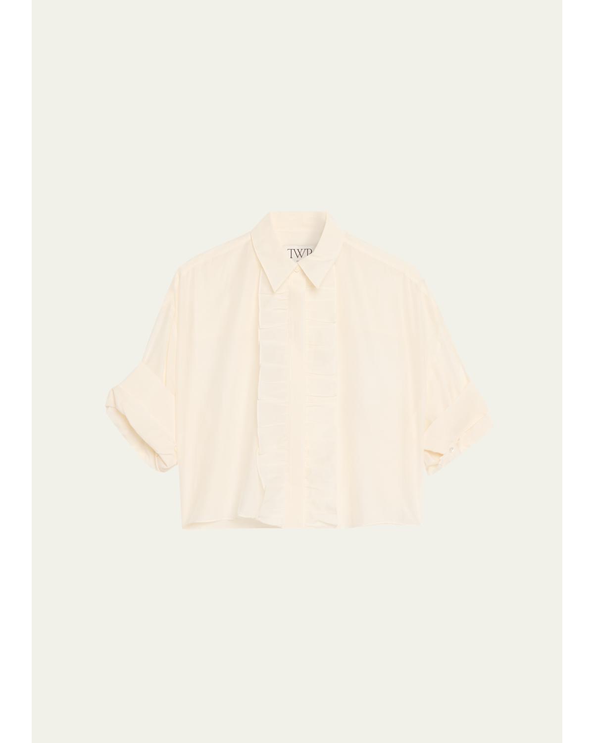 Next Ex Cotton-Silk Ruffle Shirt