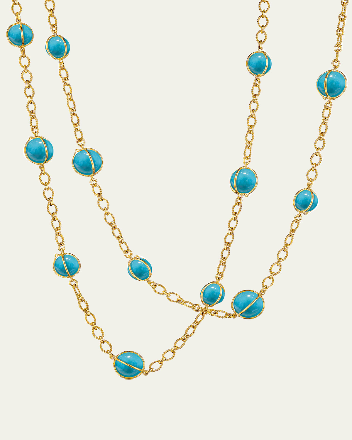 Verdura 18K Yellow Gold Turquoise Bubbles Necklace