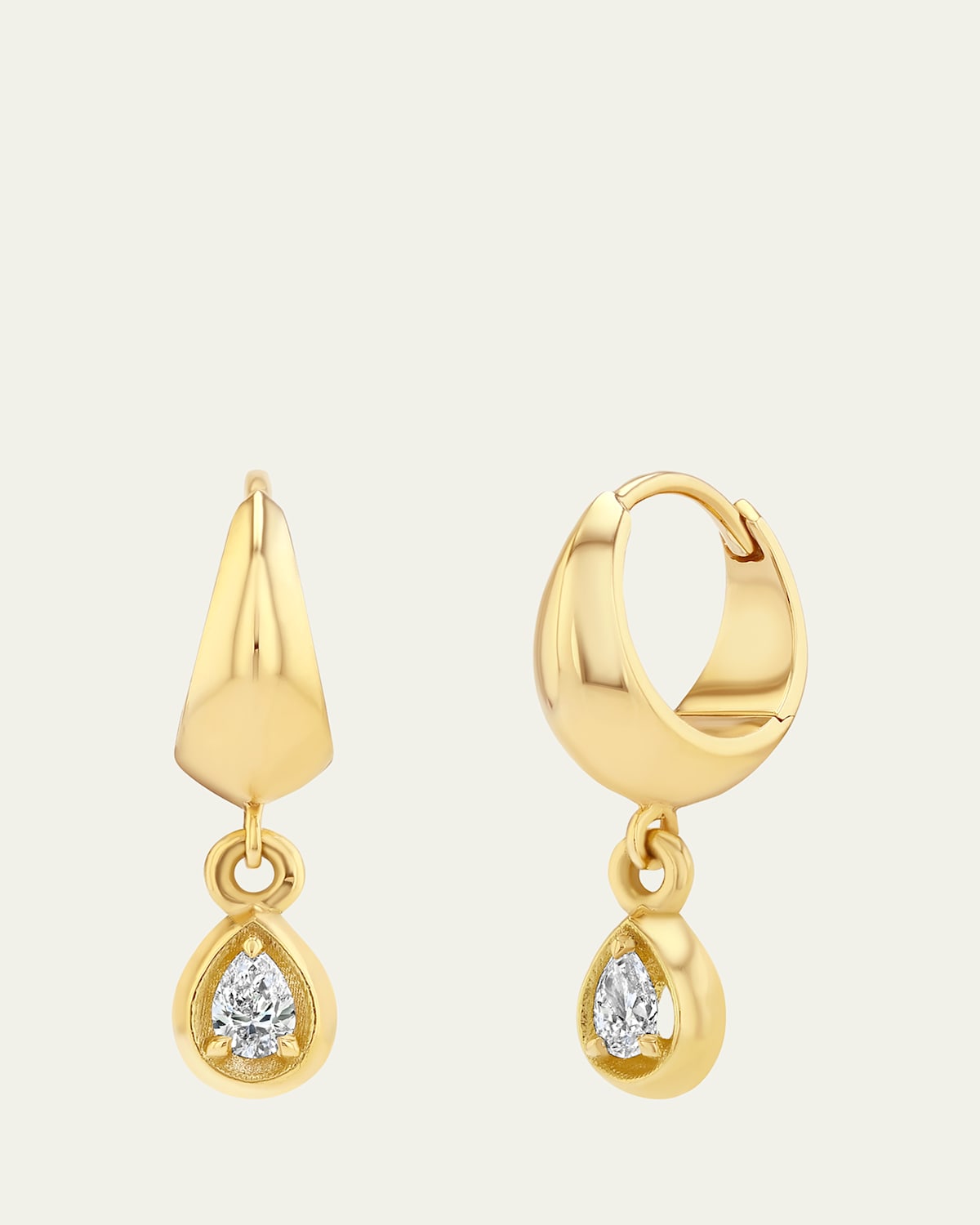Lizzie Mandler Fine Jewelry Crescent Hoop Earring with Diamond Pear, Single