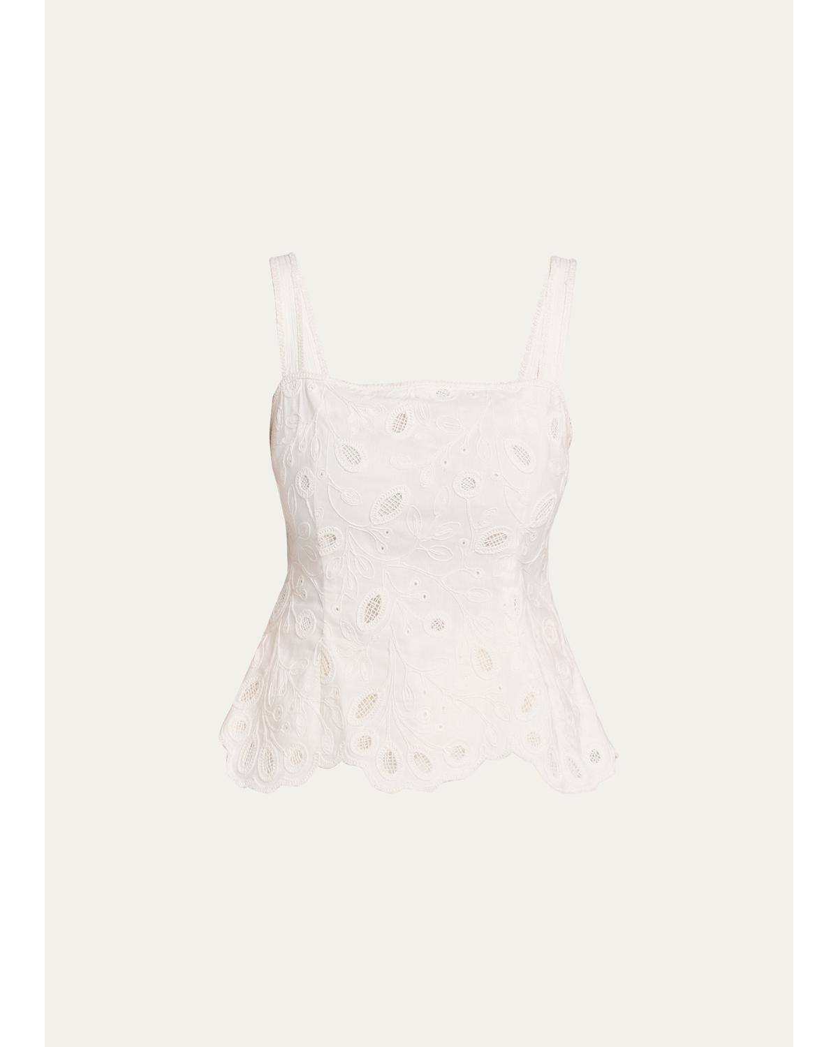 Mckenna Embroidered Peplum-Hem Top
