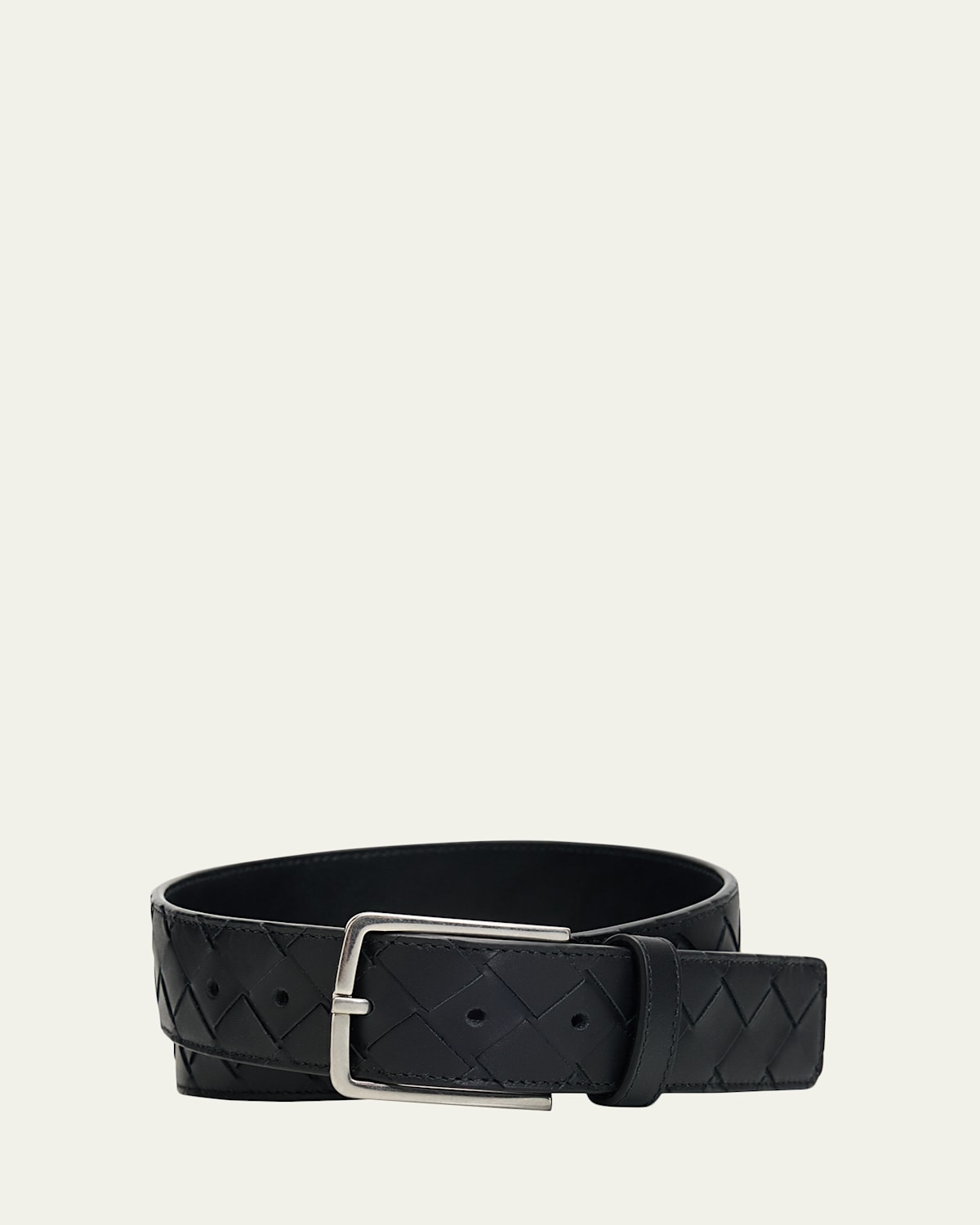 Bottega Veneta Men's Maxi-Intrecciato Leather Belt | Thumbnail 2