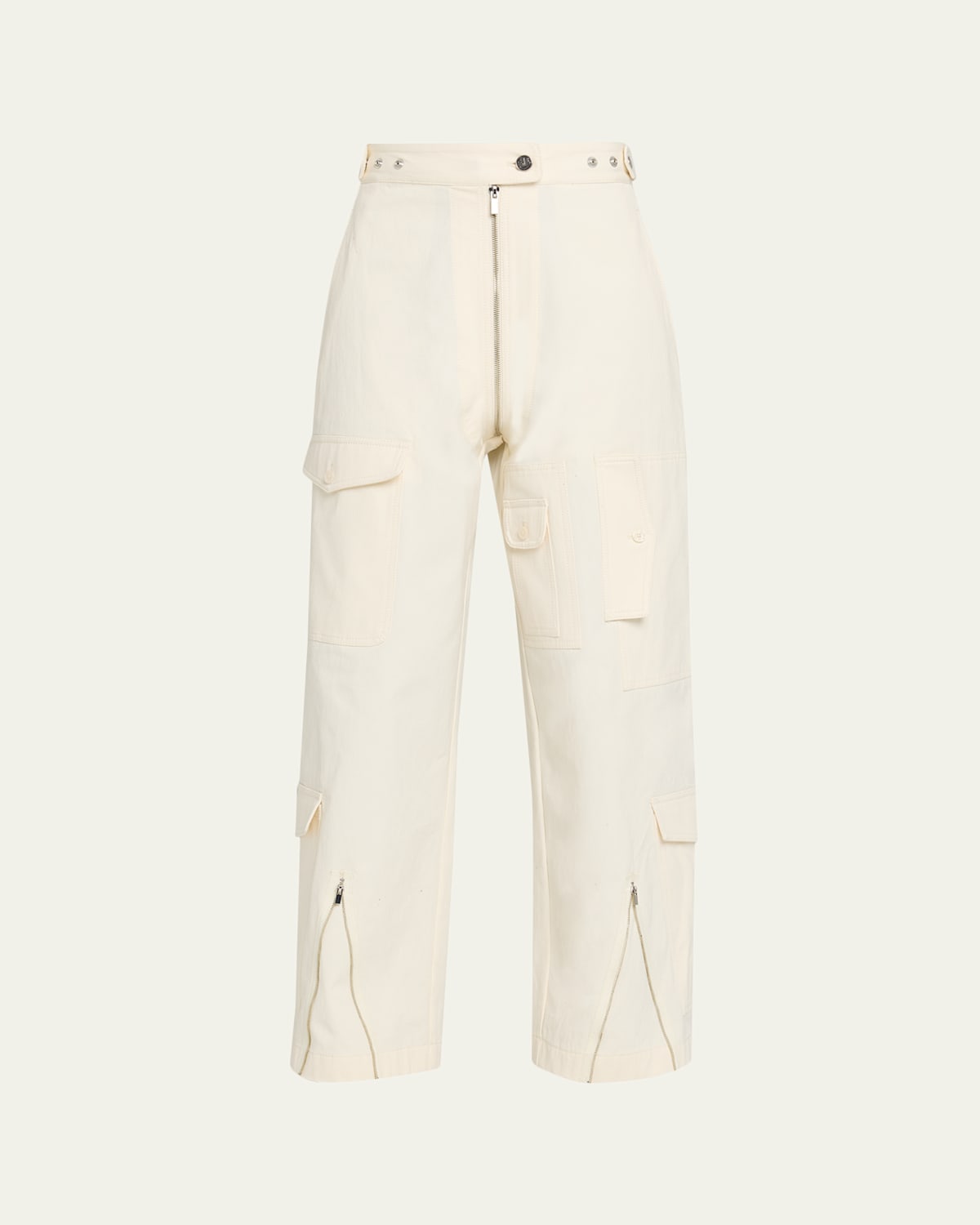Christopher John Rogers Flight Suit Cargo Cotton Trousers In White