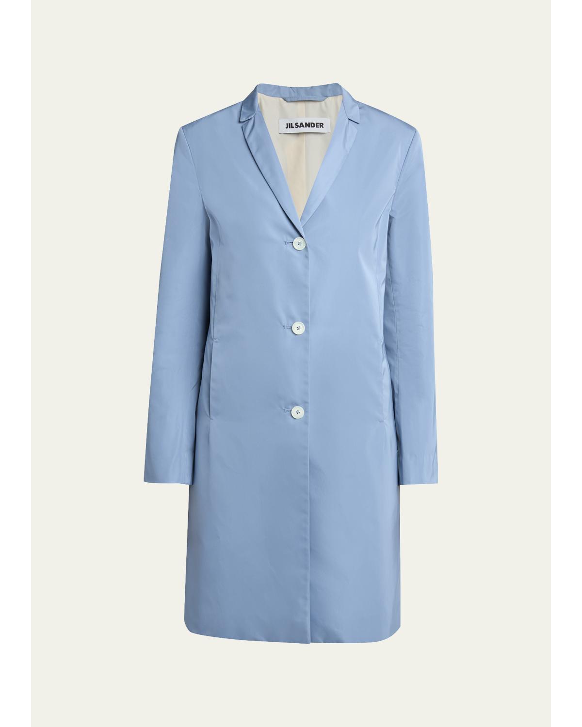 Silk-Blend Single-Breasted Long Coat