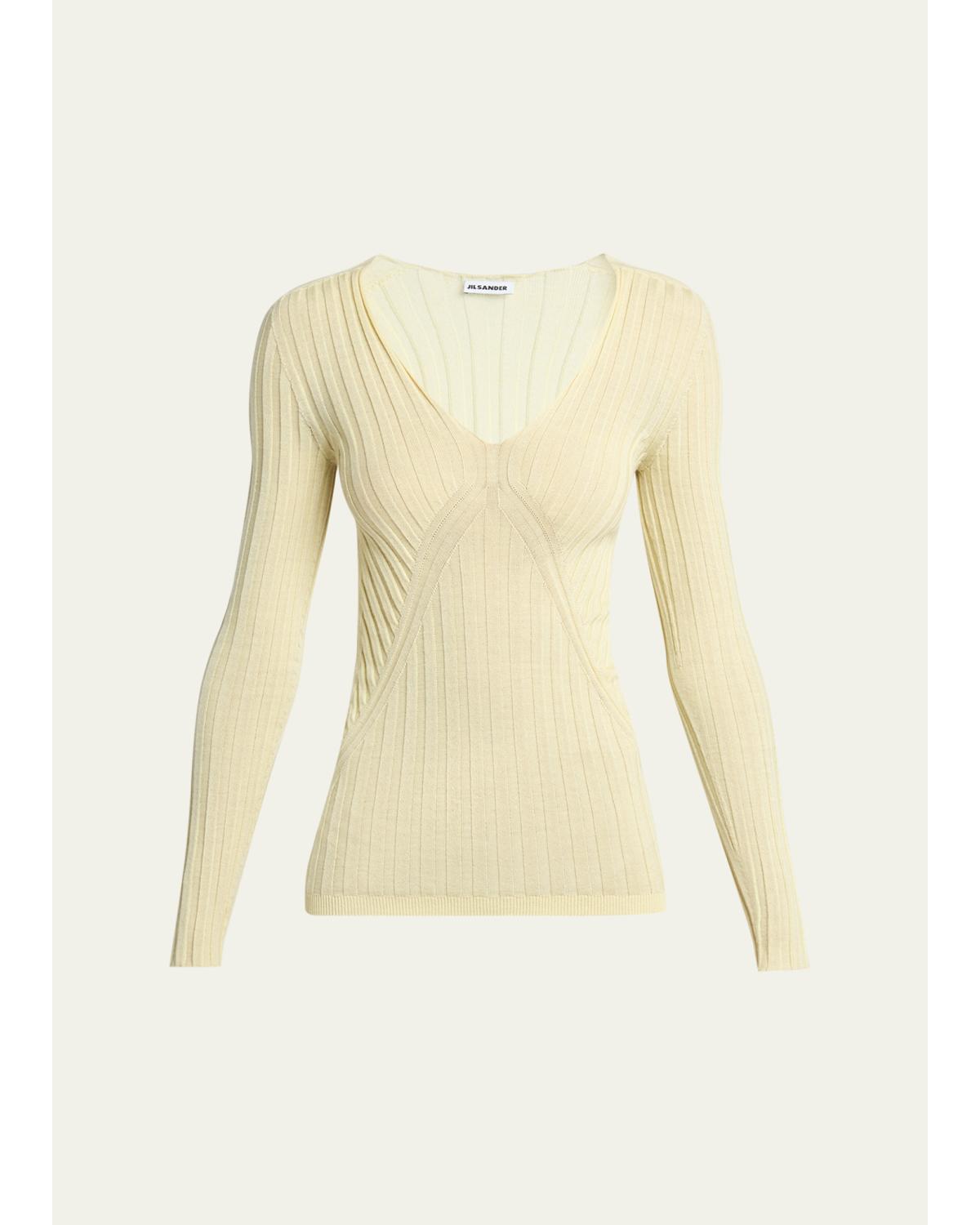 Cashmere-Silk V-Neck Sweater