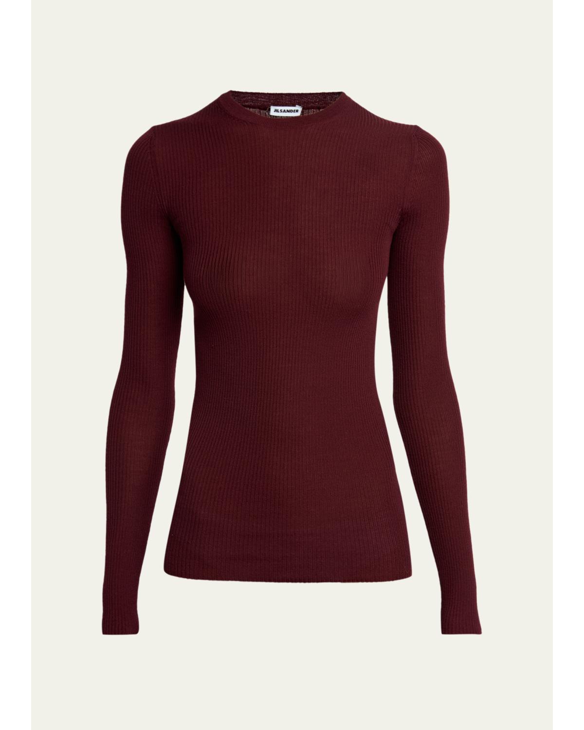Jil Sander Ribbed Wool Sweater — Purple