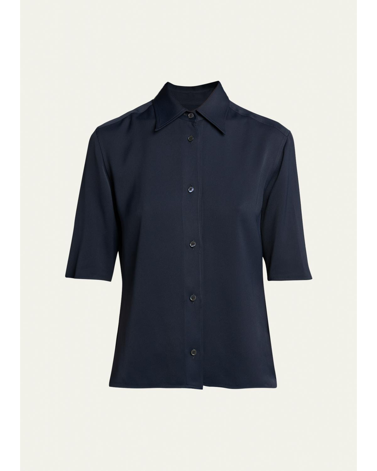 Short-Sleeve Viscose Button-Down Shirt
