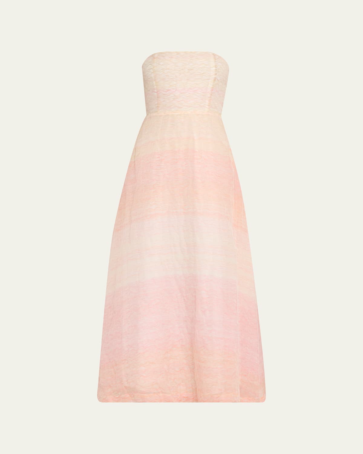 Bernadette Odette Strapless Threaded Silk Midi Dress In Pink