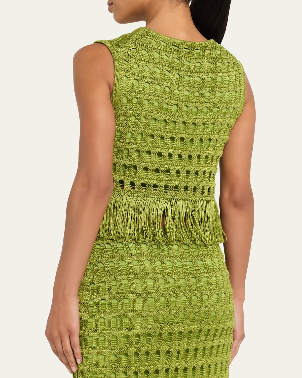 Esme Open-Knit Fringe Top