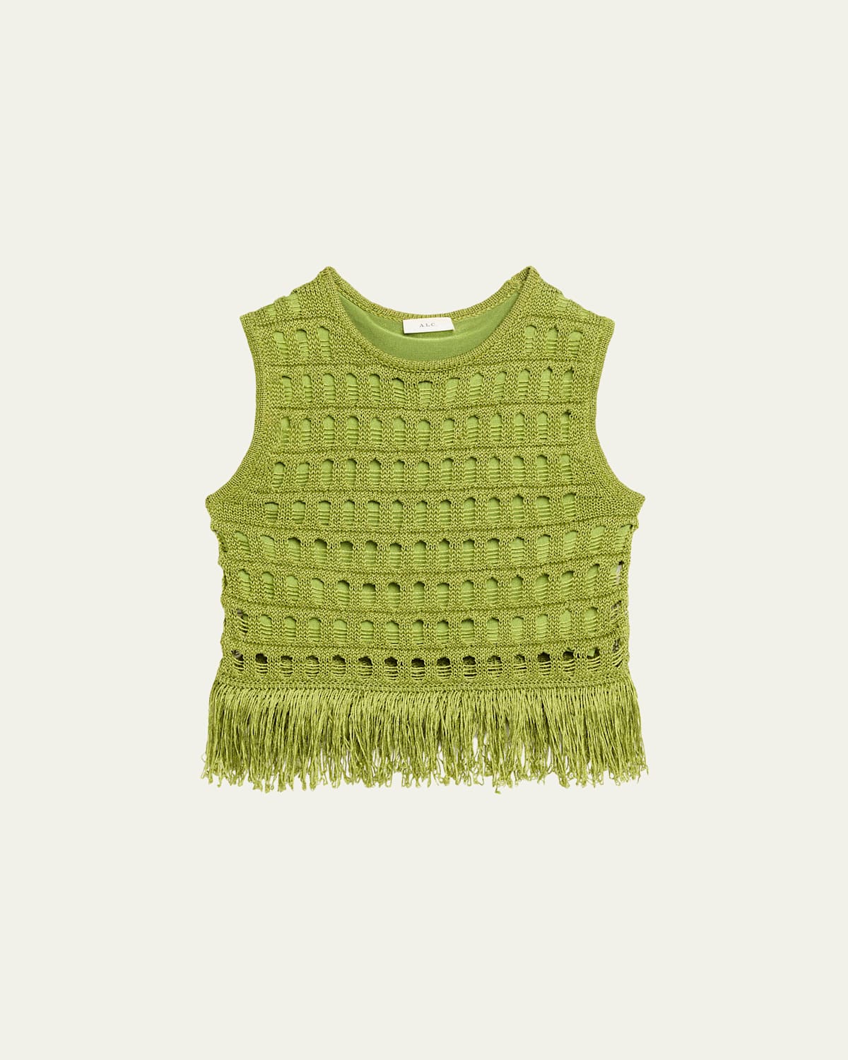 Esme Open-Knit Fringe Top