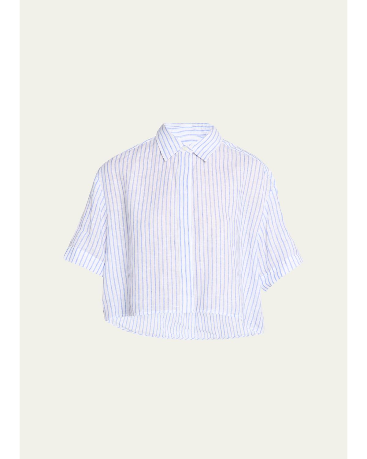Mel Stripe Linen Cropped Shirt