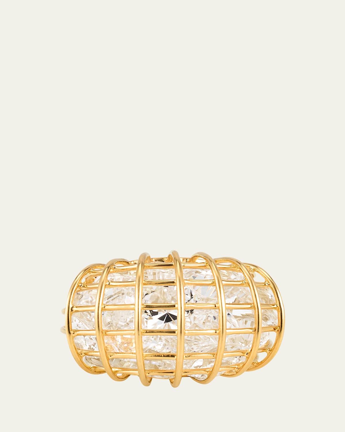 18K Yellow Gold Rock Crystal Caged Ring