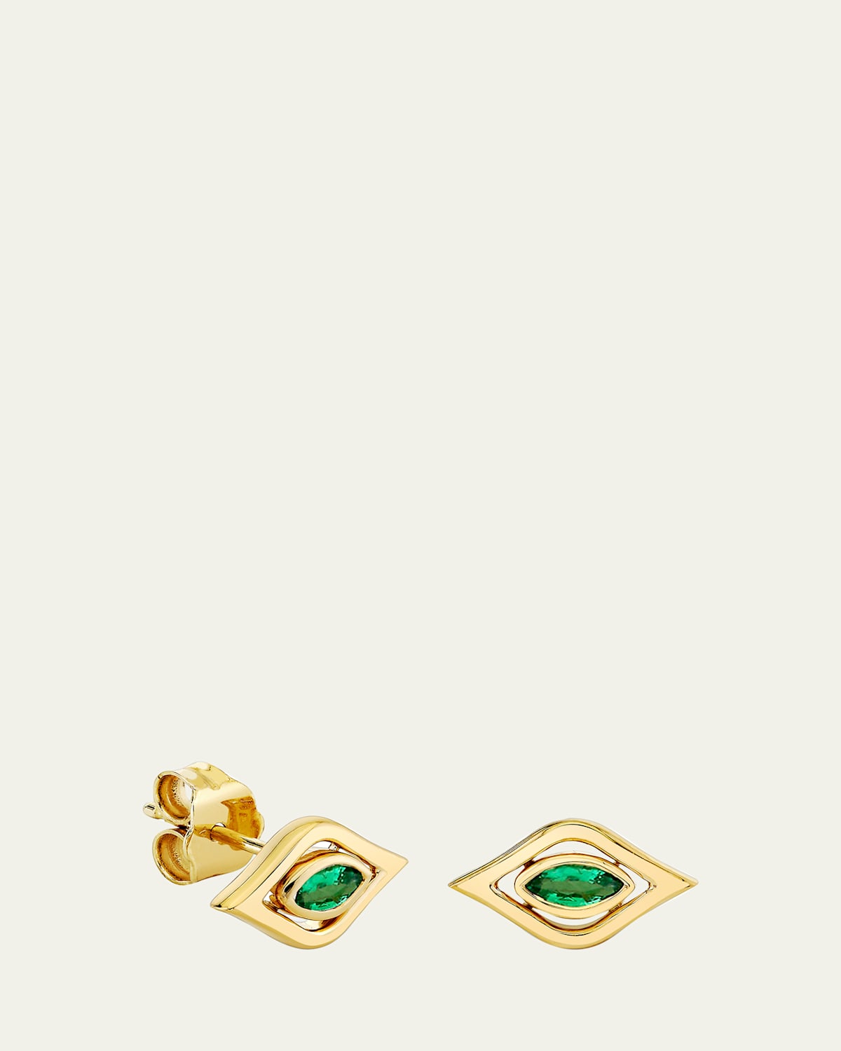 Sydney Evan 14K Emerald Fluted Evil Eye Stud Earrings | Thumbnail 4 Sydney Evan 14K Emerald Fluted Evil Eye Stud Earrings | Thumbnail 4