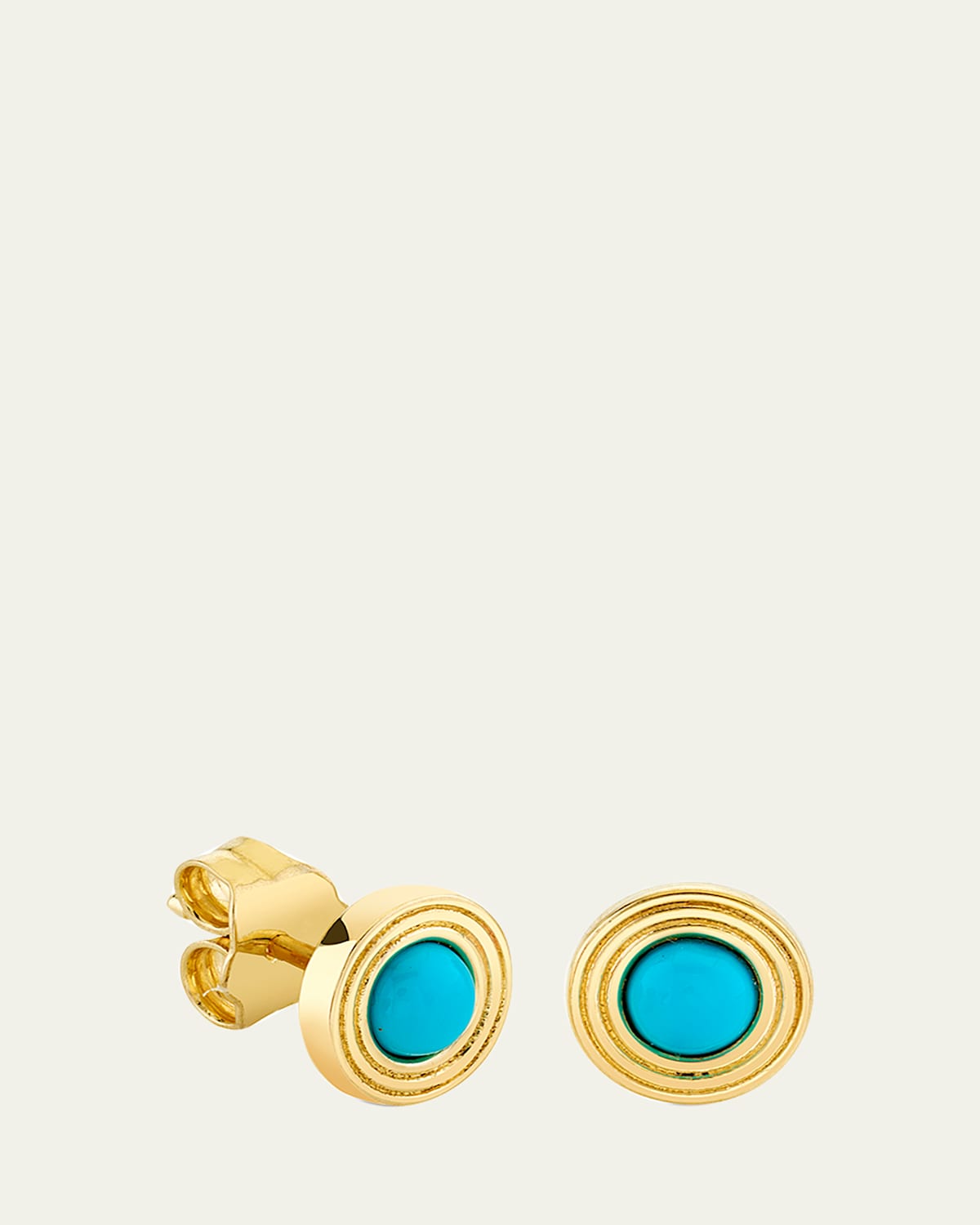 Sydney Evan 14K Turquoise Fluted Bezel Stud Earrings