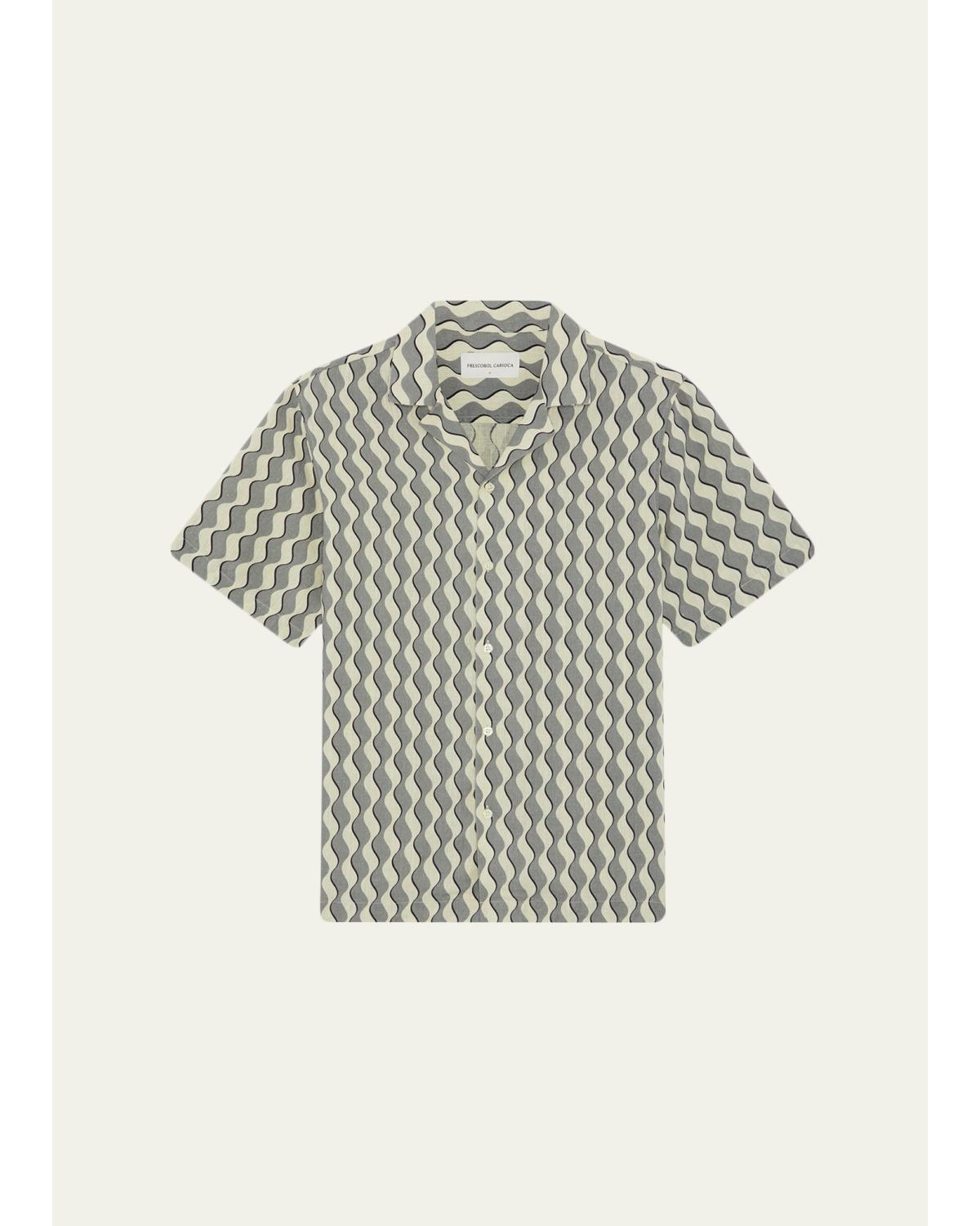 Roberto Geometric Linen Button-Down Shirt
