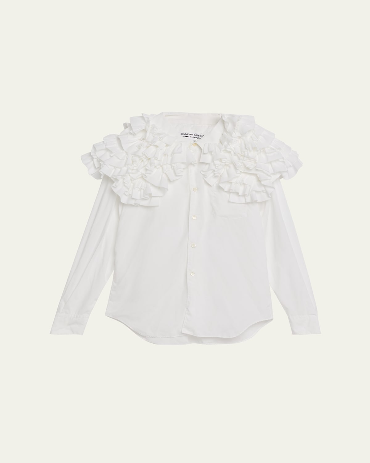 Comme Des Garçons Ruffled Button-front Blouse In White
