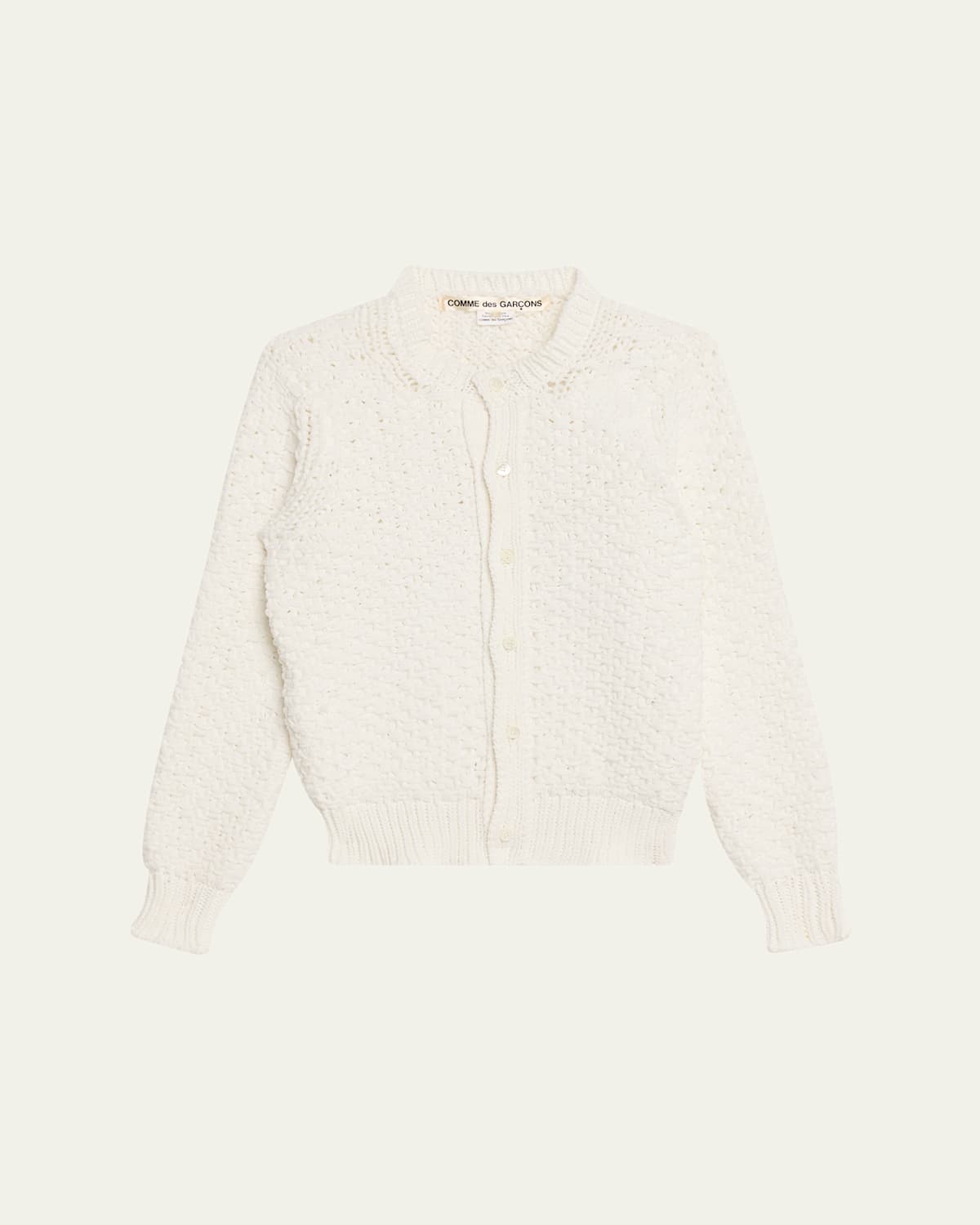 Comme Des Garçons Open-knit Crochet Crewneck Cardigan In Multi