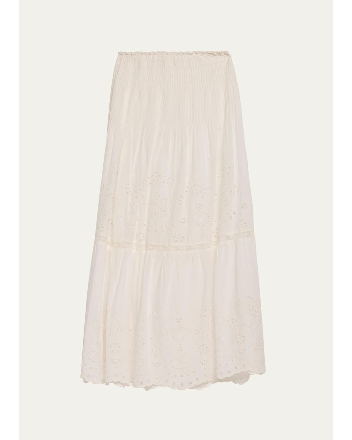 Mallow Embroidered Cotton Midi