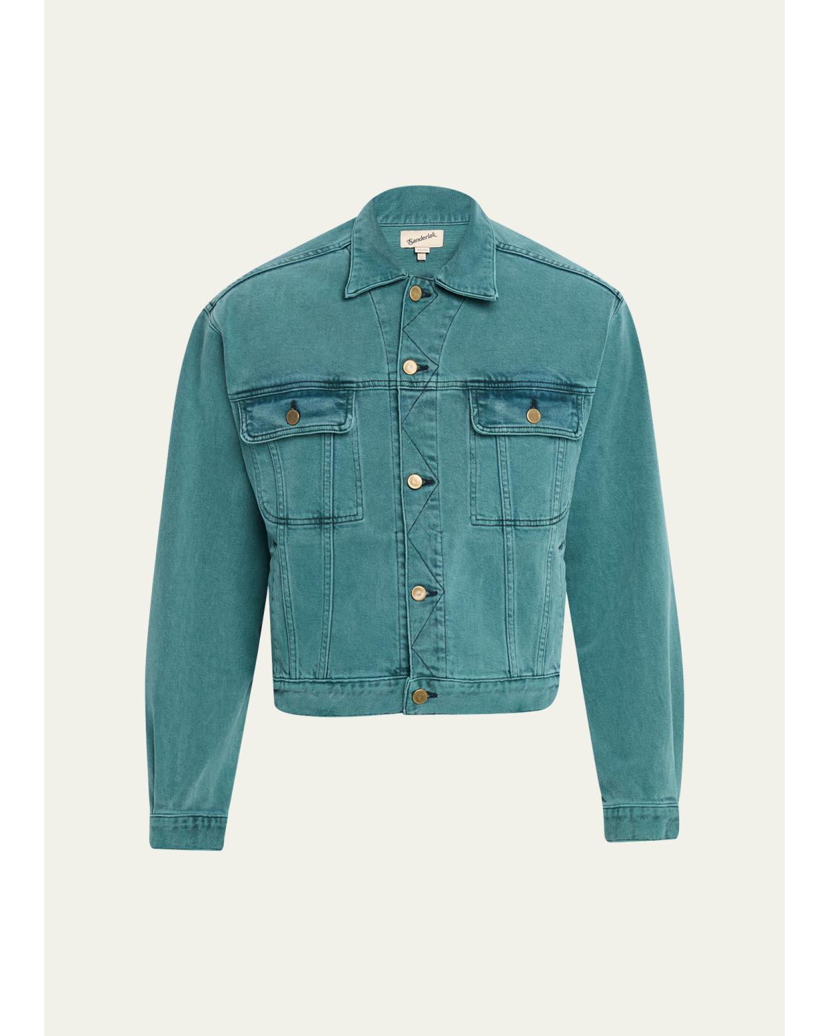 Men'S Cropped Washed Denim Jacket
