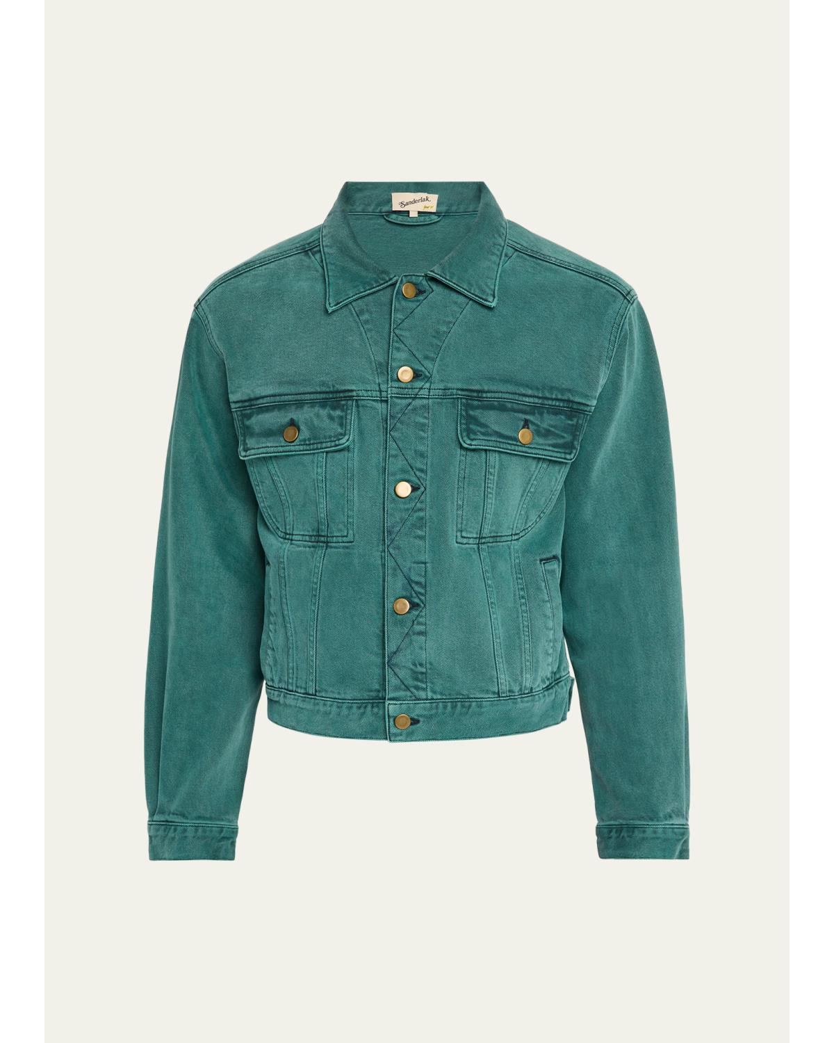 Men'S Cropped Washed Denim Jacket