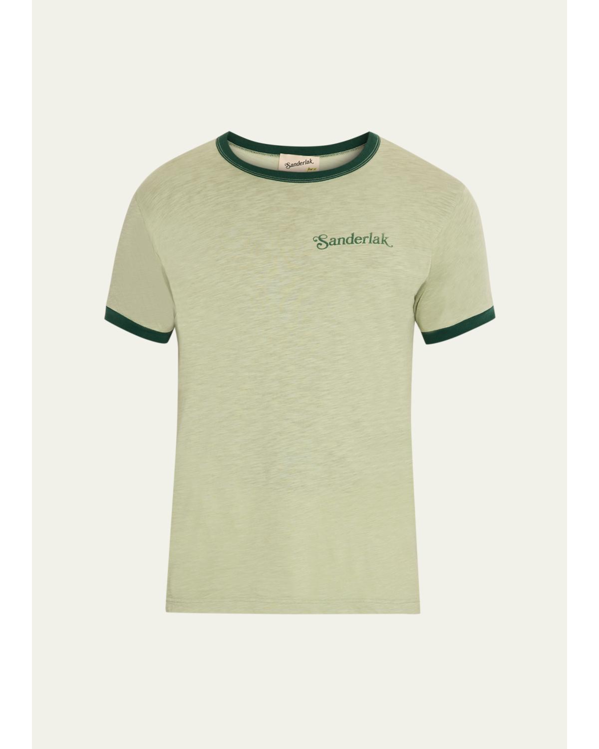 Men'S Contrast-Rib Logo Crewneck T-Shirt