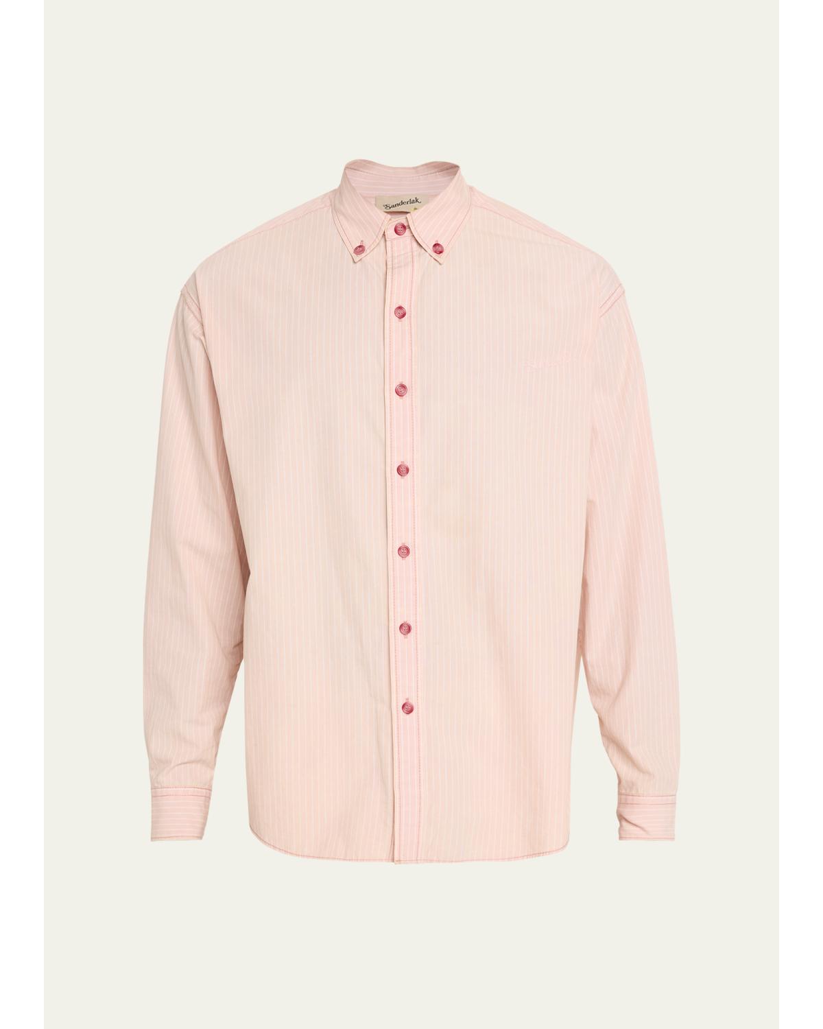 Men'S Stripe Poplin Oversized Button-Down Shirt