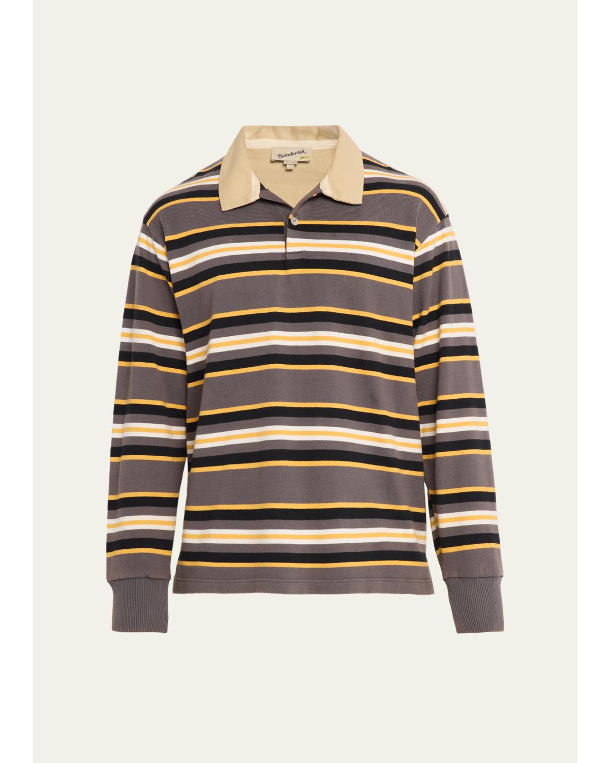 Men'S Rugby Striped Polo Shirt