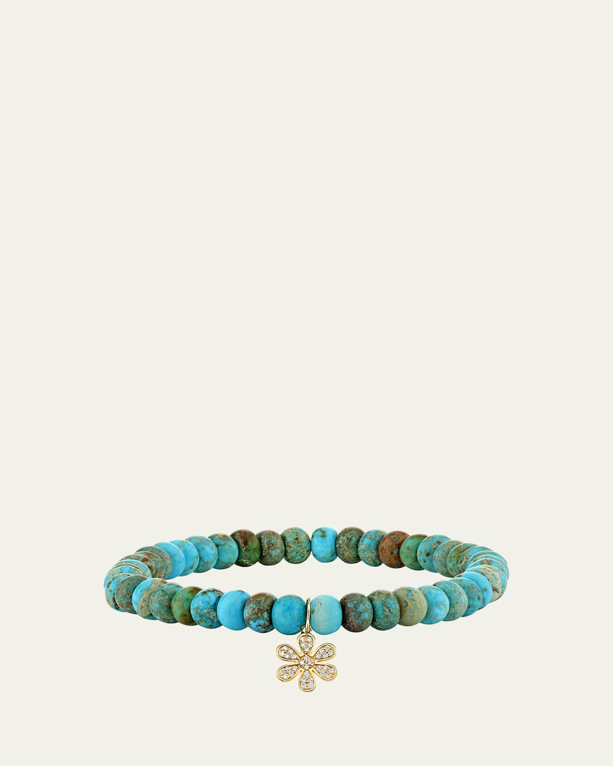 Sydney Evan 14K Mini Pave Daisy on Turquoise Bracelet | Thumbnail 4