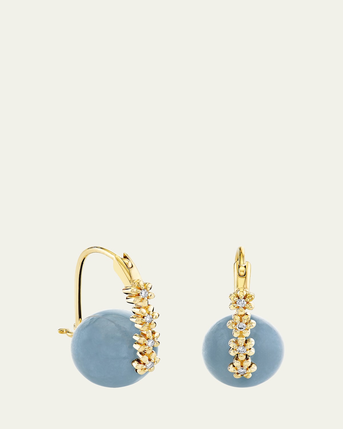 Sydney Evan 14K Diamond Tiny Daisy on Agate Earrings, 10mm | Thumbnail 4 Sydney Evan 14K Diamond Tiny Daisy on Agate Earrings, 10mm | Thumbnail 4