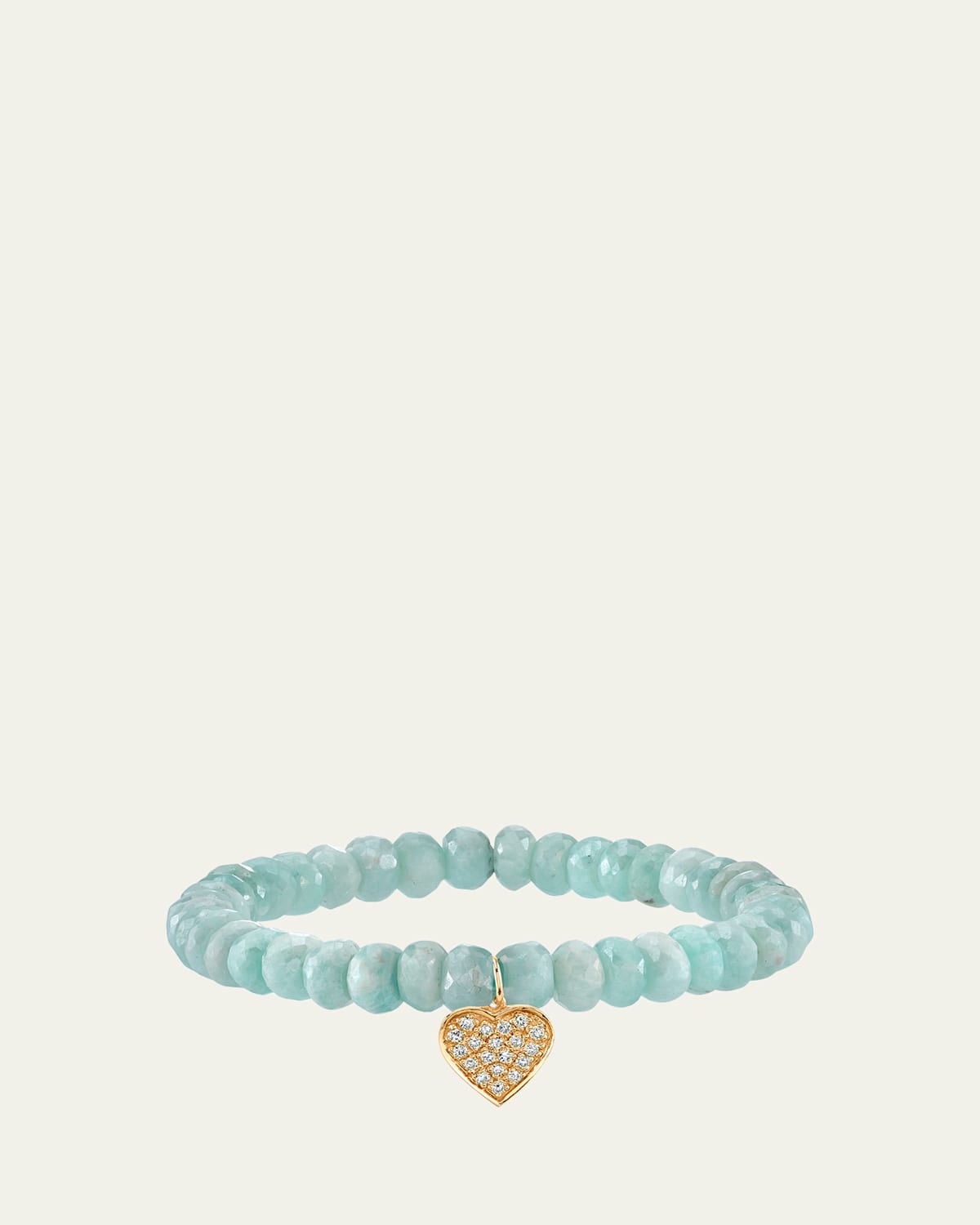 Sydney Evan 14K Diamond Pave Heart Charm on Amazonite Bracelet | Thumbnail 4