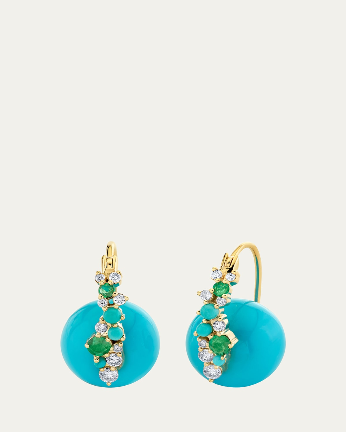 Sydney Evan 14K Diamonds and Emeralds on Turquoise Bead Earrings | Thumbnail 4