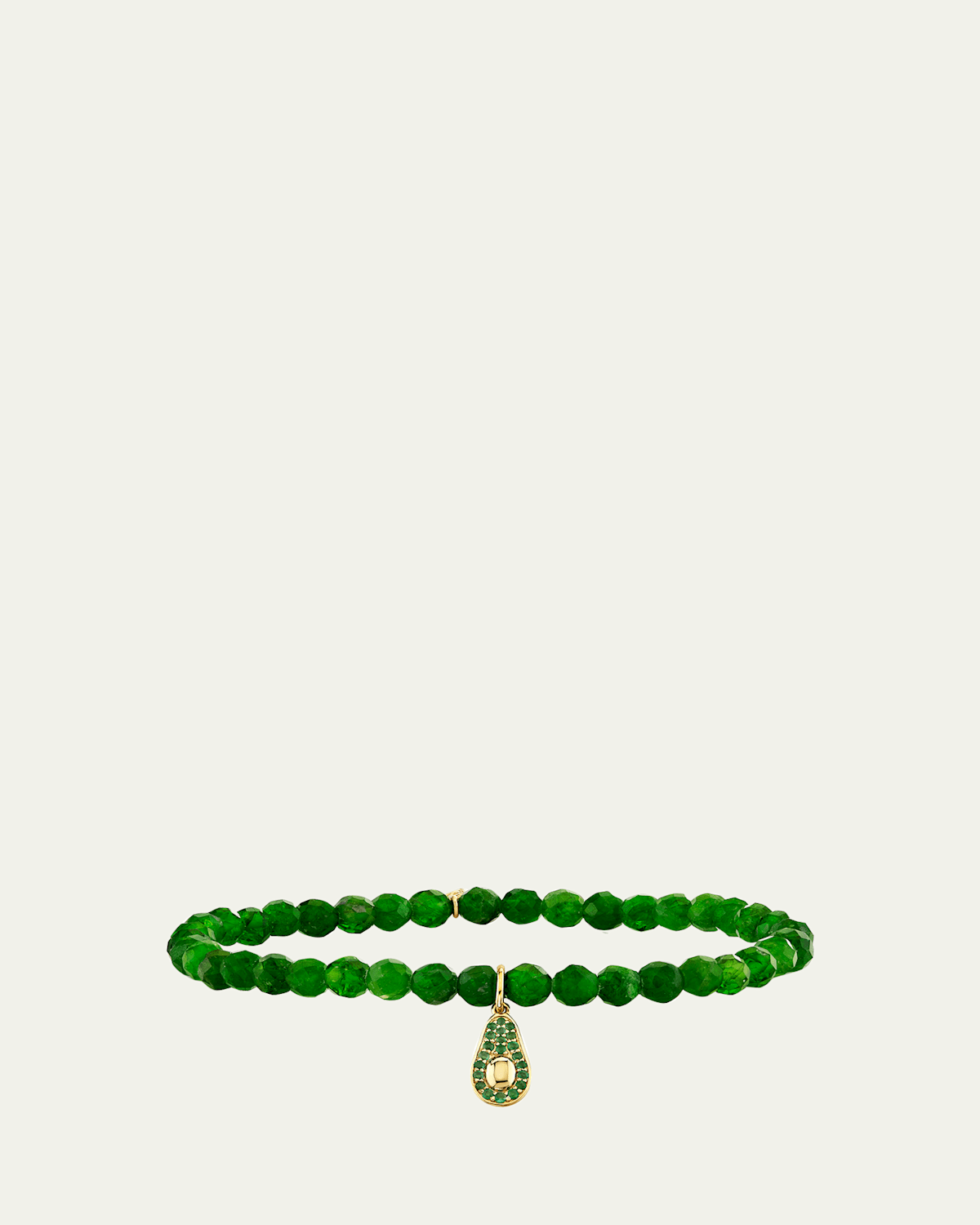 Sydney Evan 14K Emerald Avocado Charm on Bead Bracelet