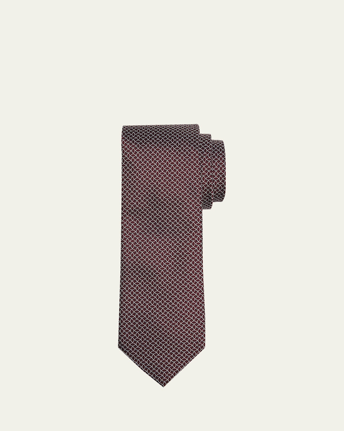 ZEGNA Men's Burgundy Oval-Print Silk Jacquard Tie