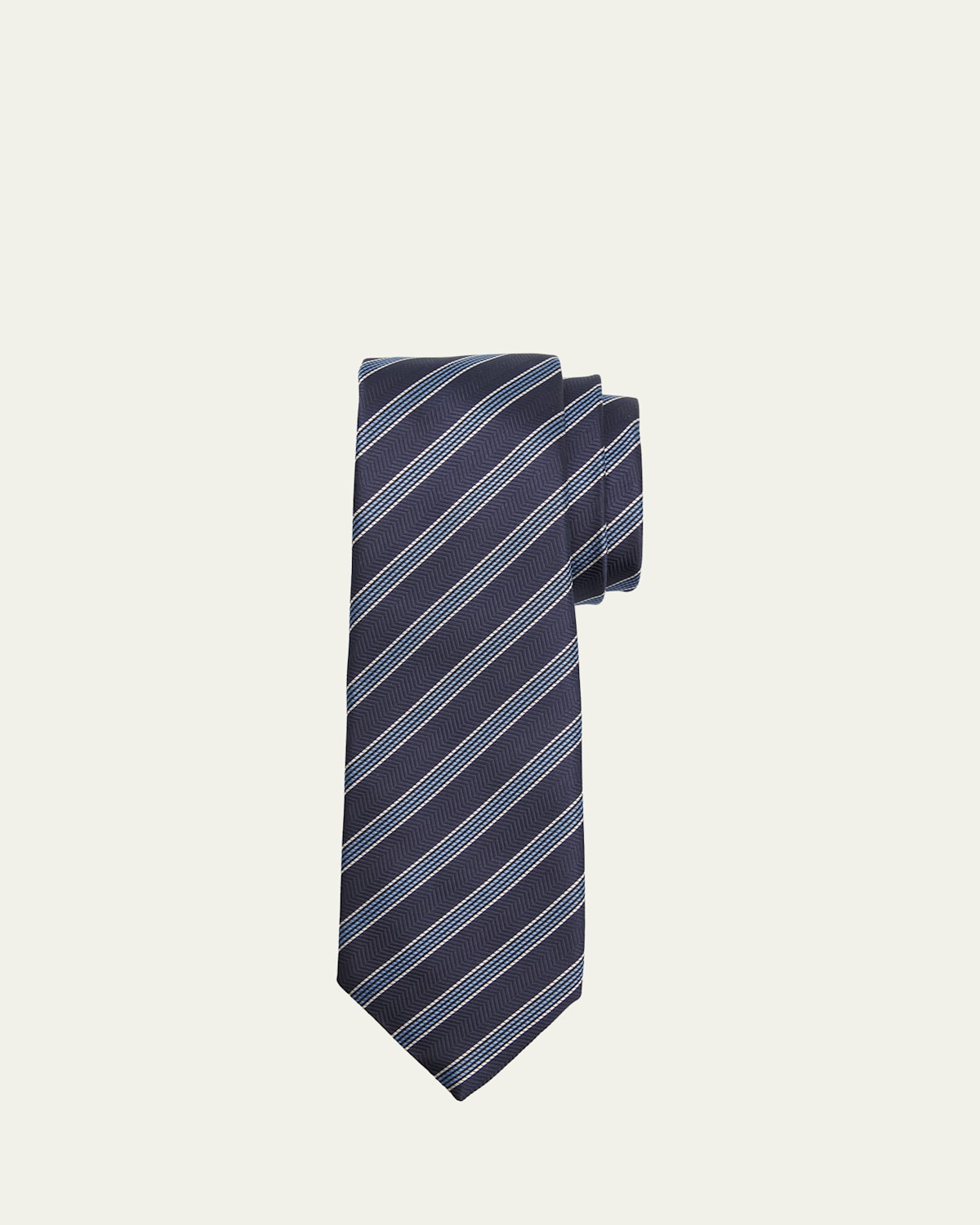 ZEGNA Men 's Herringbone Stripe Silk Tie