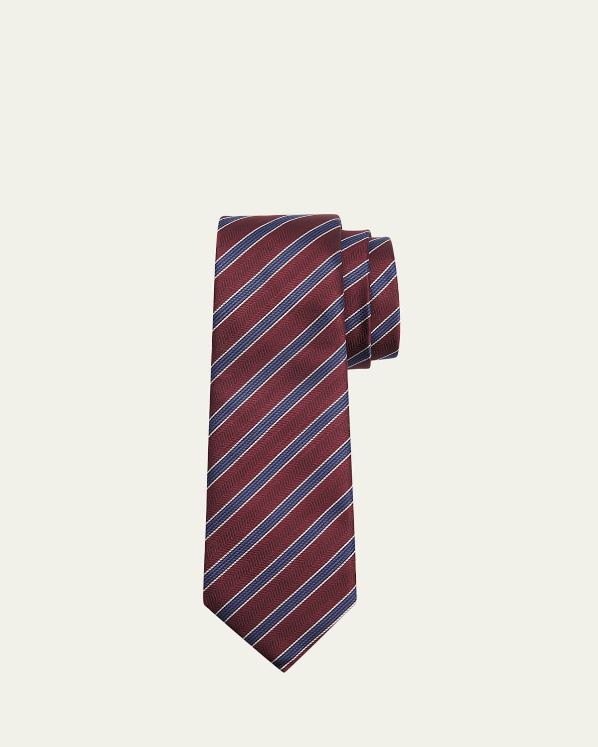 ZEGNA Men's Herringbone Stripe Silk Tie