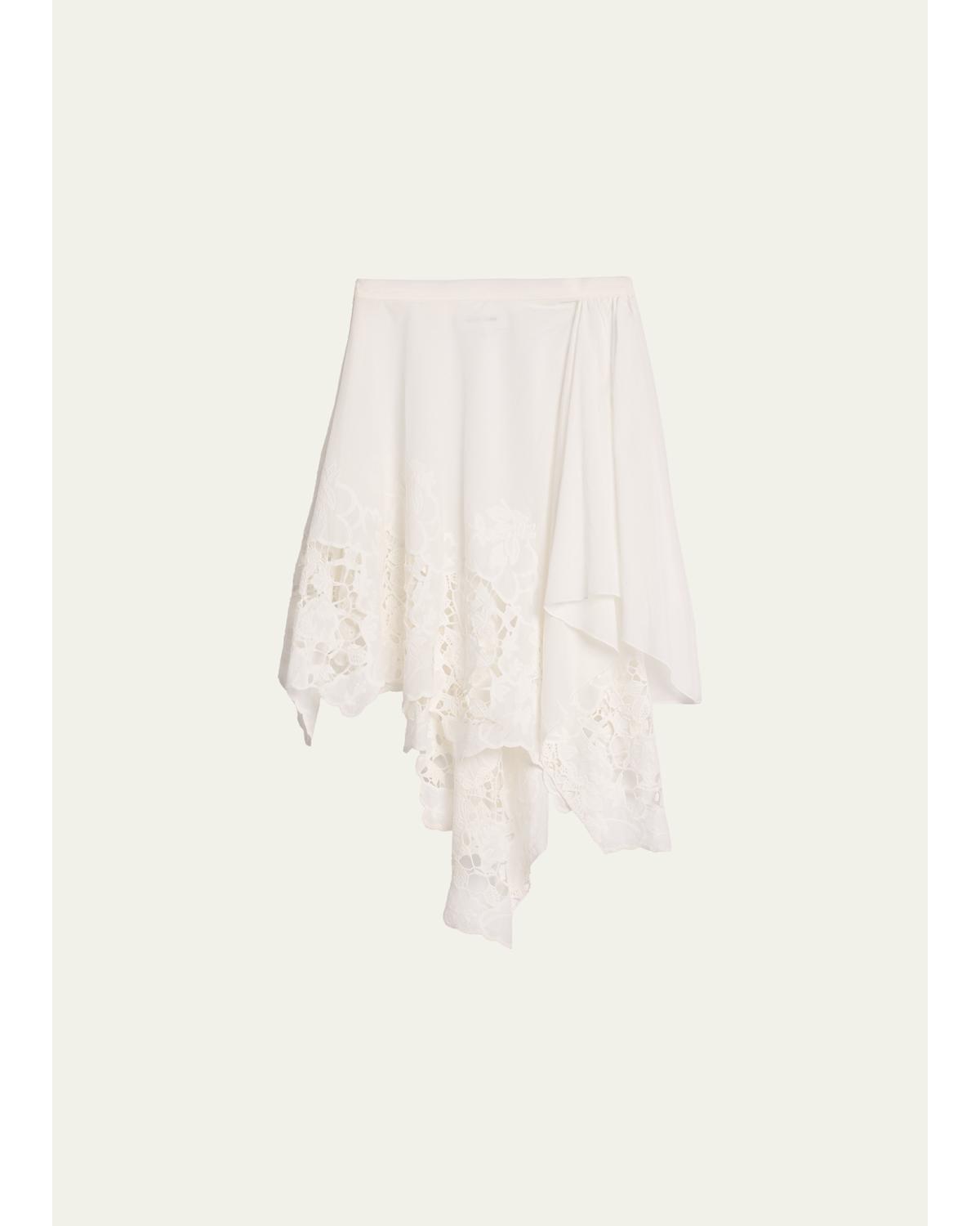 Ashley Embroidered Asymmetric Cotton Skirt