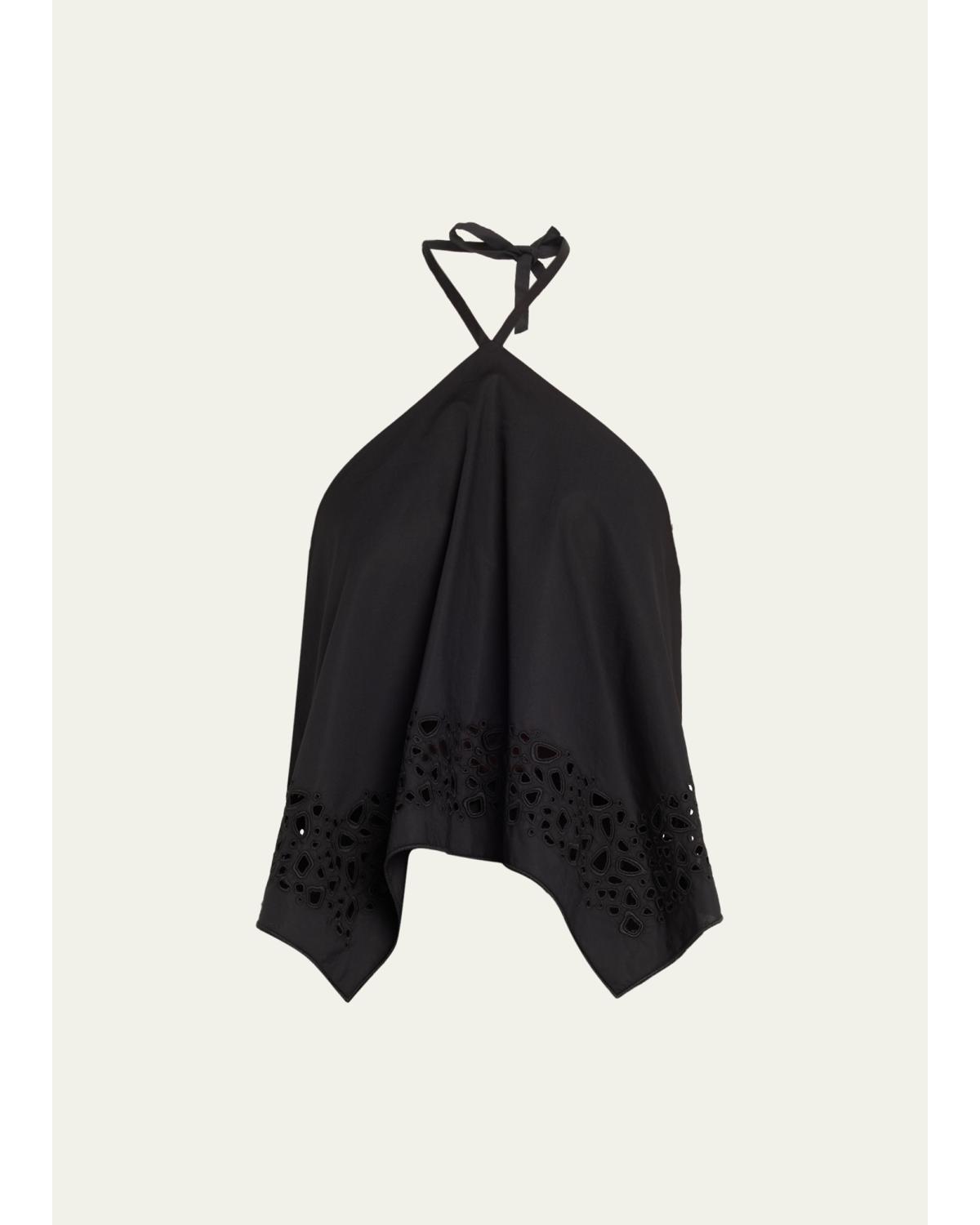 Aleia Cotton Eyelet Halter Top
