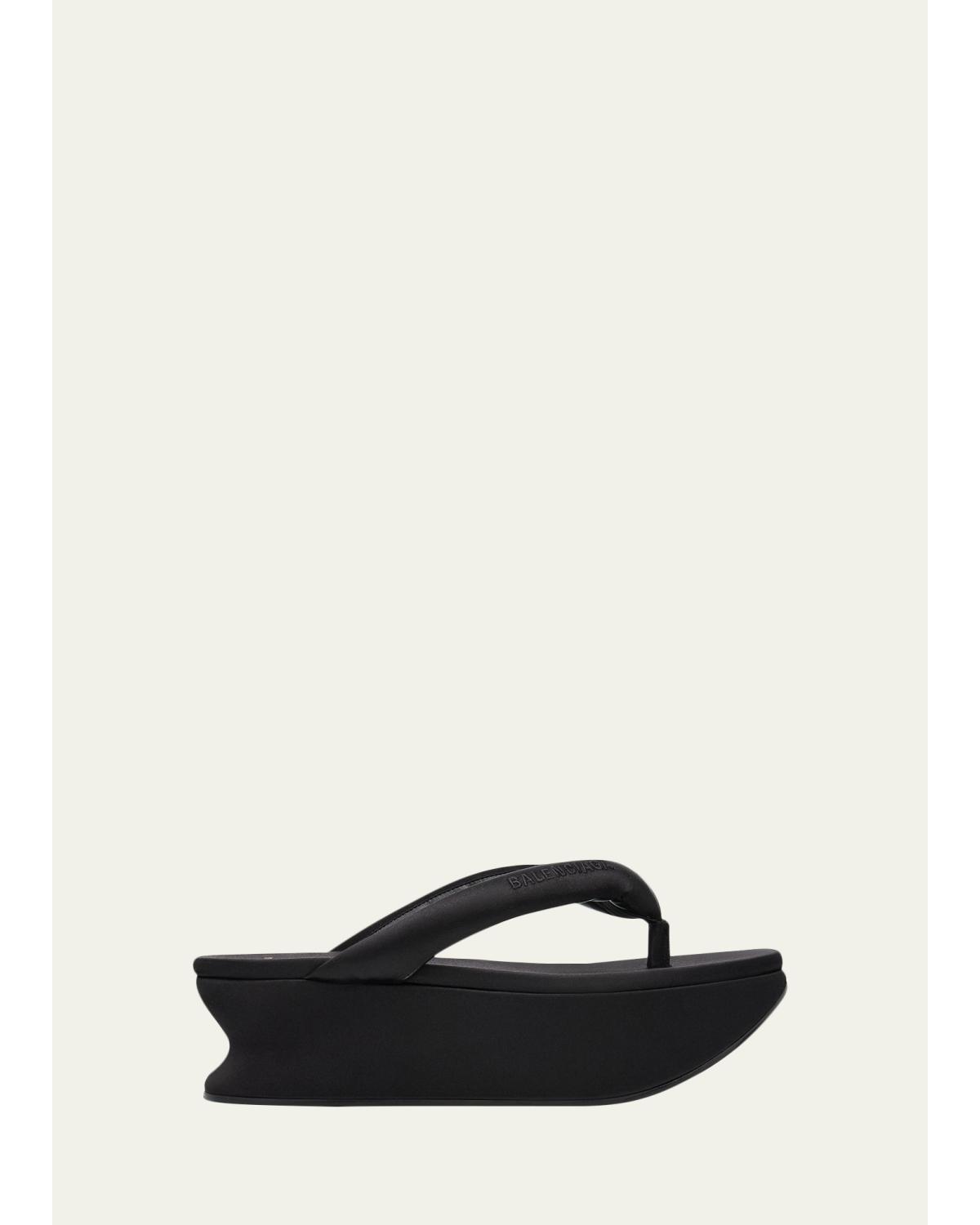 90Mm Gaeta Satin Platform Thong Sandals